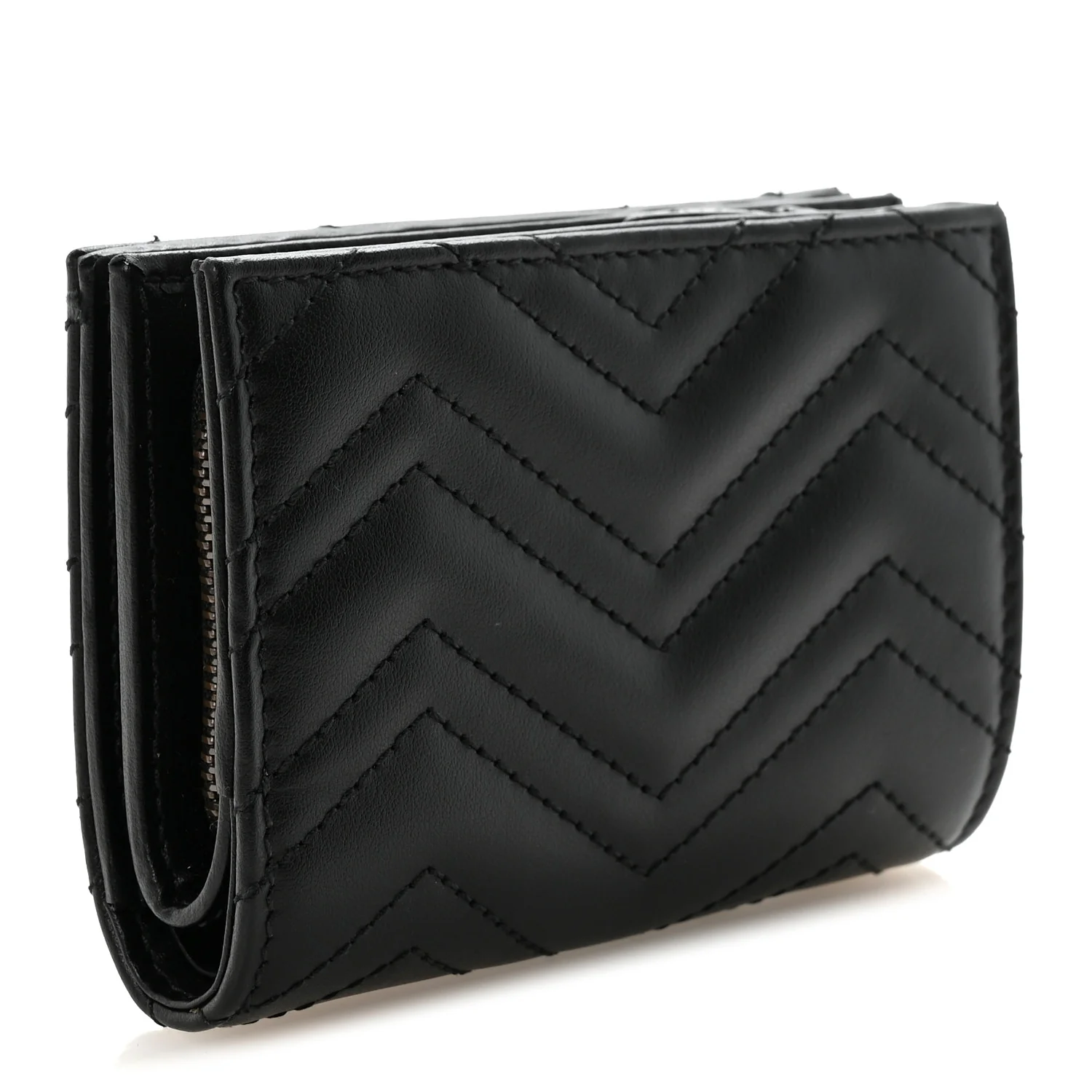 Calfskin Matelasse GG Marmont Card Case Wallet Black - Image 3