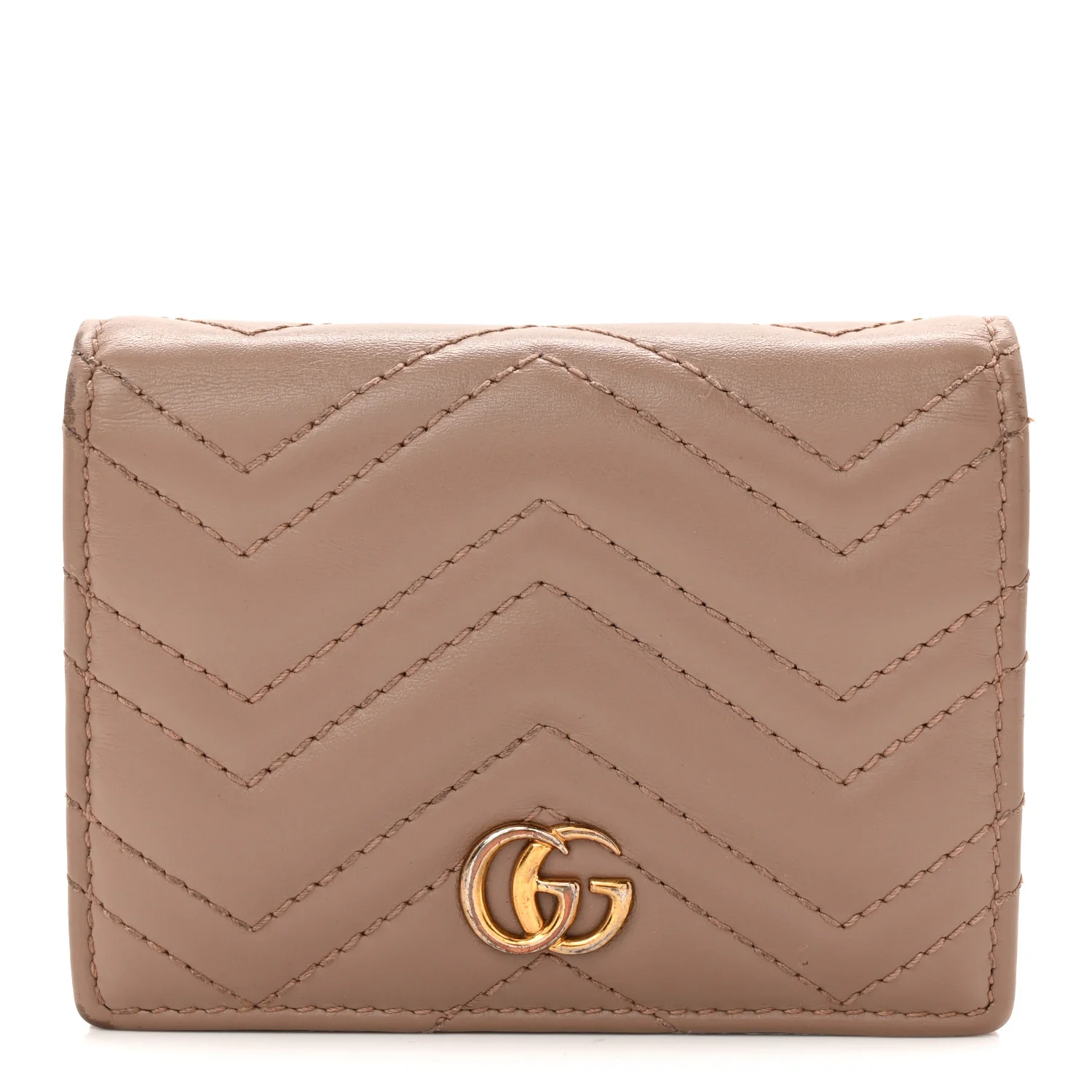 Calfskin Matelasse GG Marmont Card Case Wallet Porcelain Rose