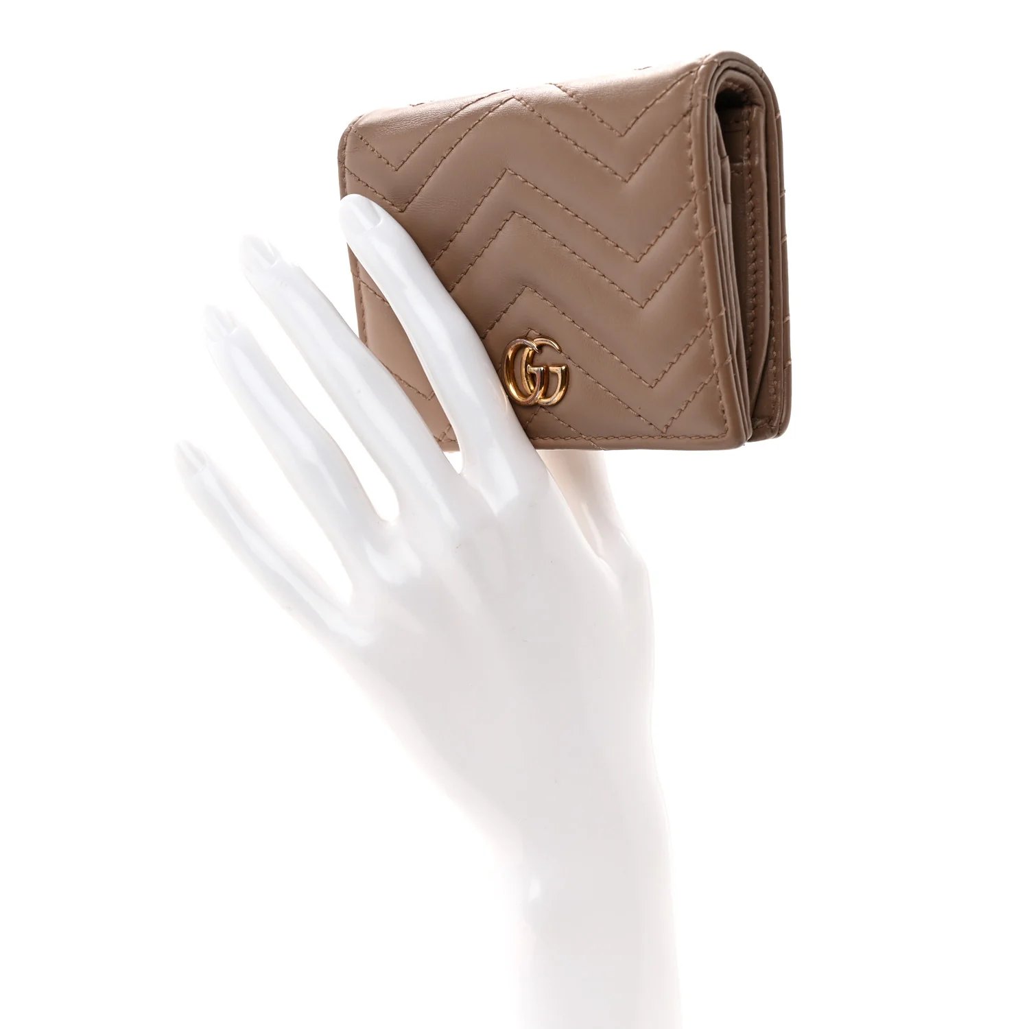 Calfskin Matelasse GG Marmont Card Case Wallet Porcelain Rose - Image 2
