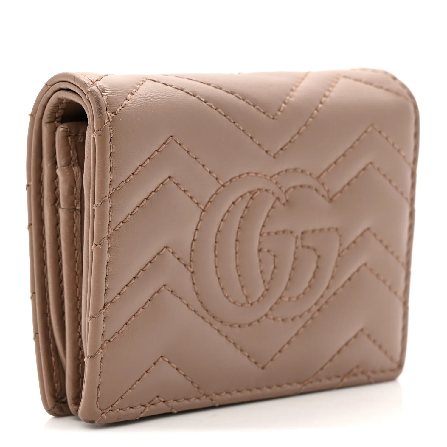 Calfskin Matelasse GG Marmont Card Case Wallet Porcelain Rose - Image 3