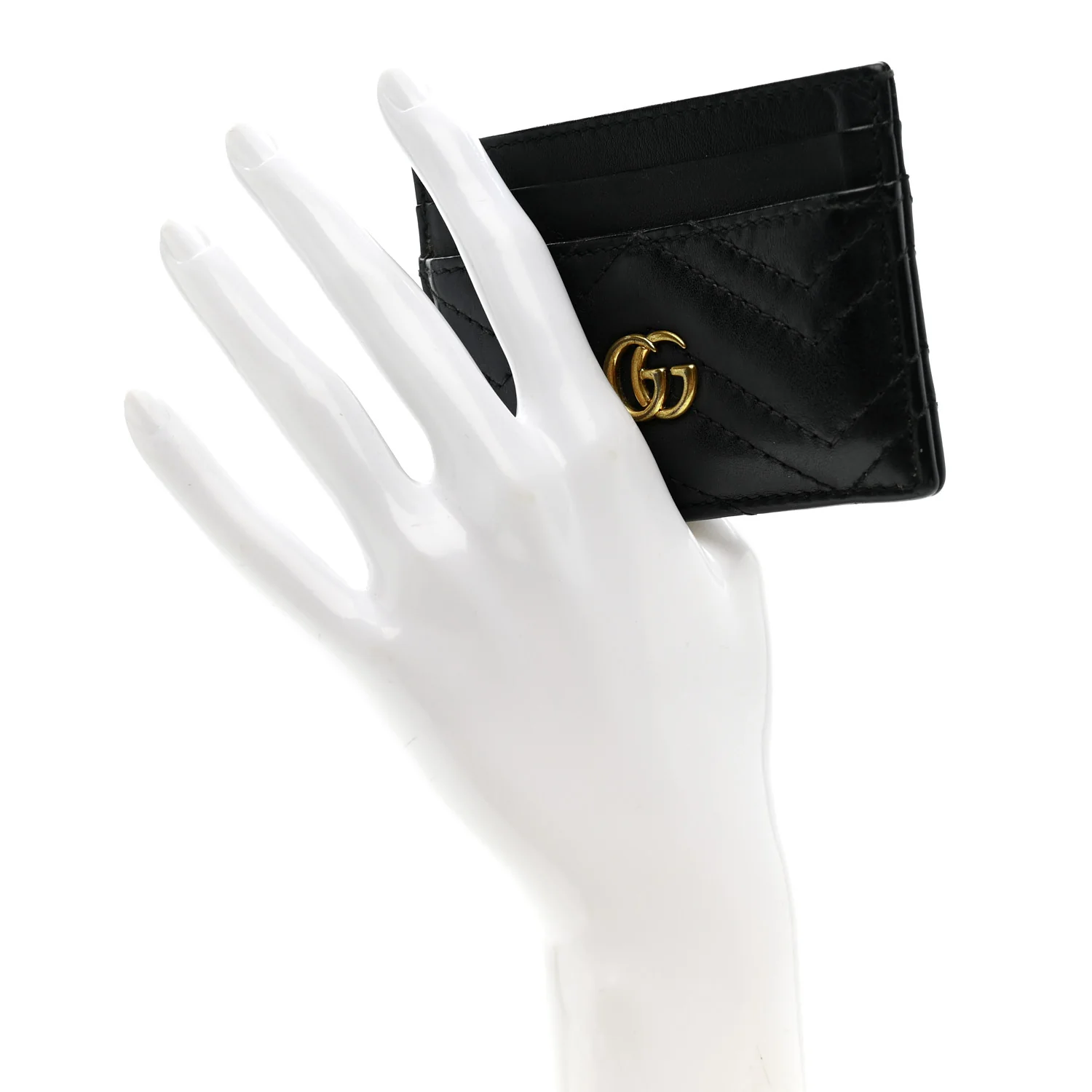 Calfskin Matelasse GG Marmont Card Holder Black - Image 2