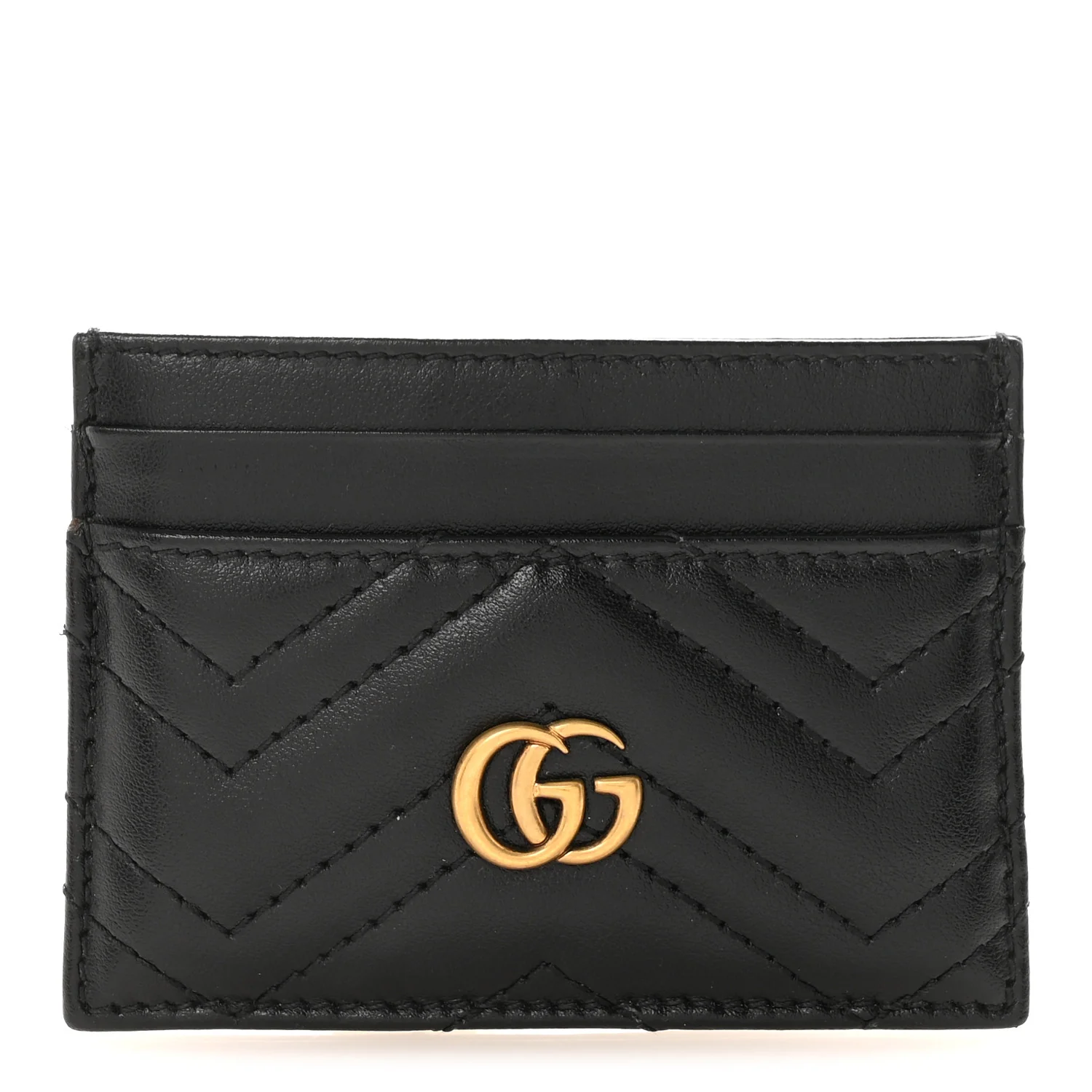 Calfskin Matelasse GG Marmont Card Holder Black