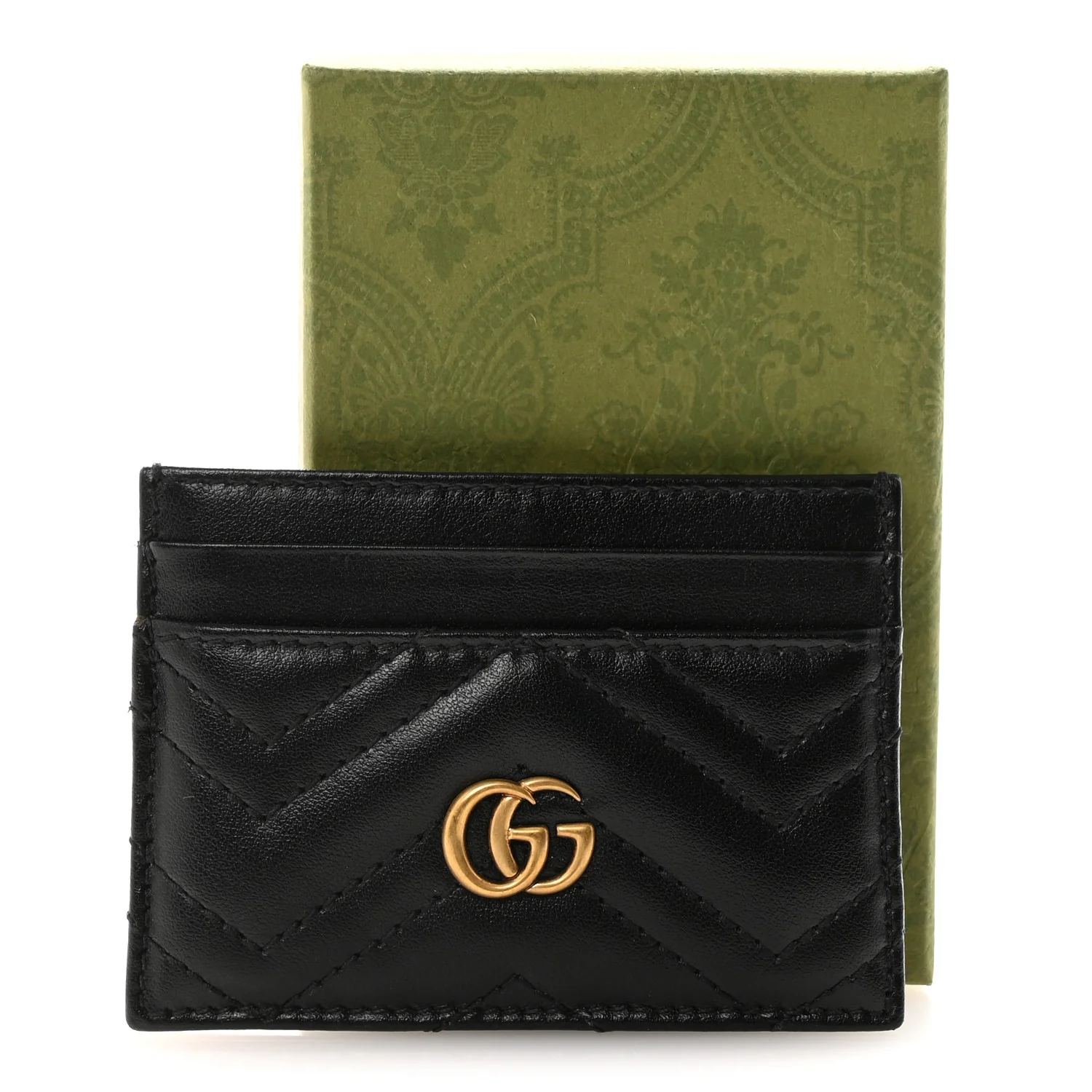 Calfskin Matelasse GG Marmont Card Holder Black - Image 7