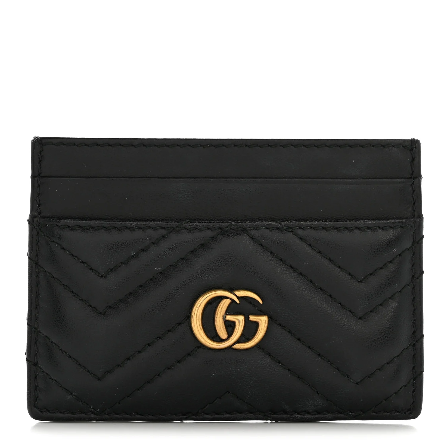 Calfskin Matelasse GG Marmont Card Holder Black