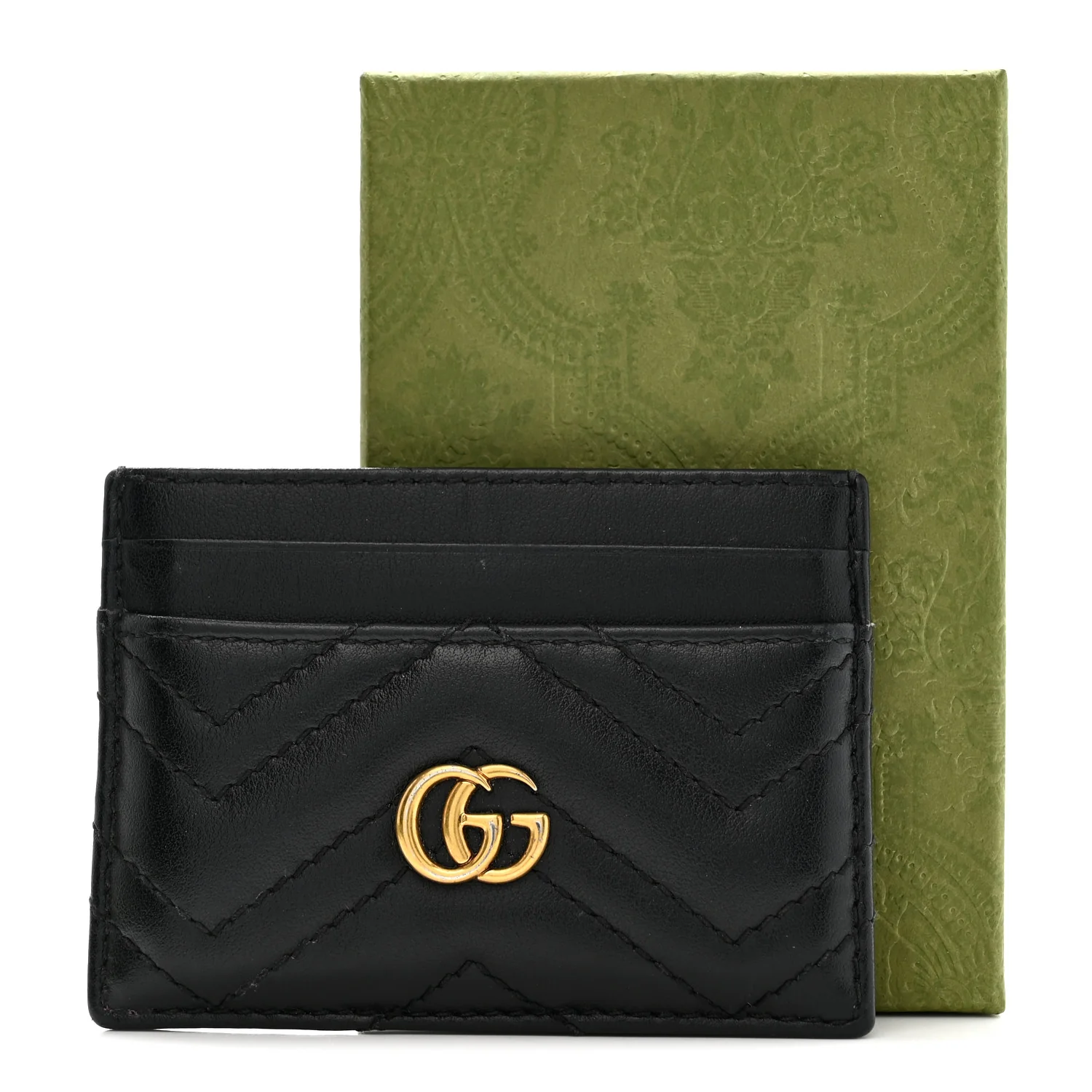 Calfskin Matelasse GG Marmont Card Holder Black - Image 7