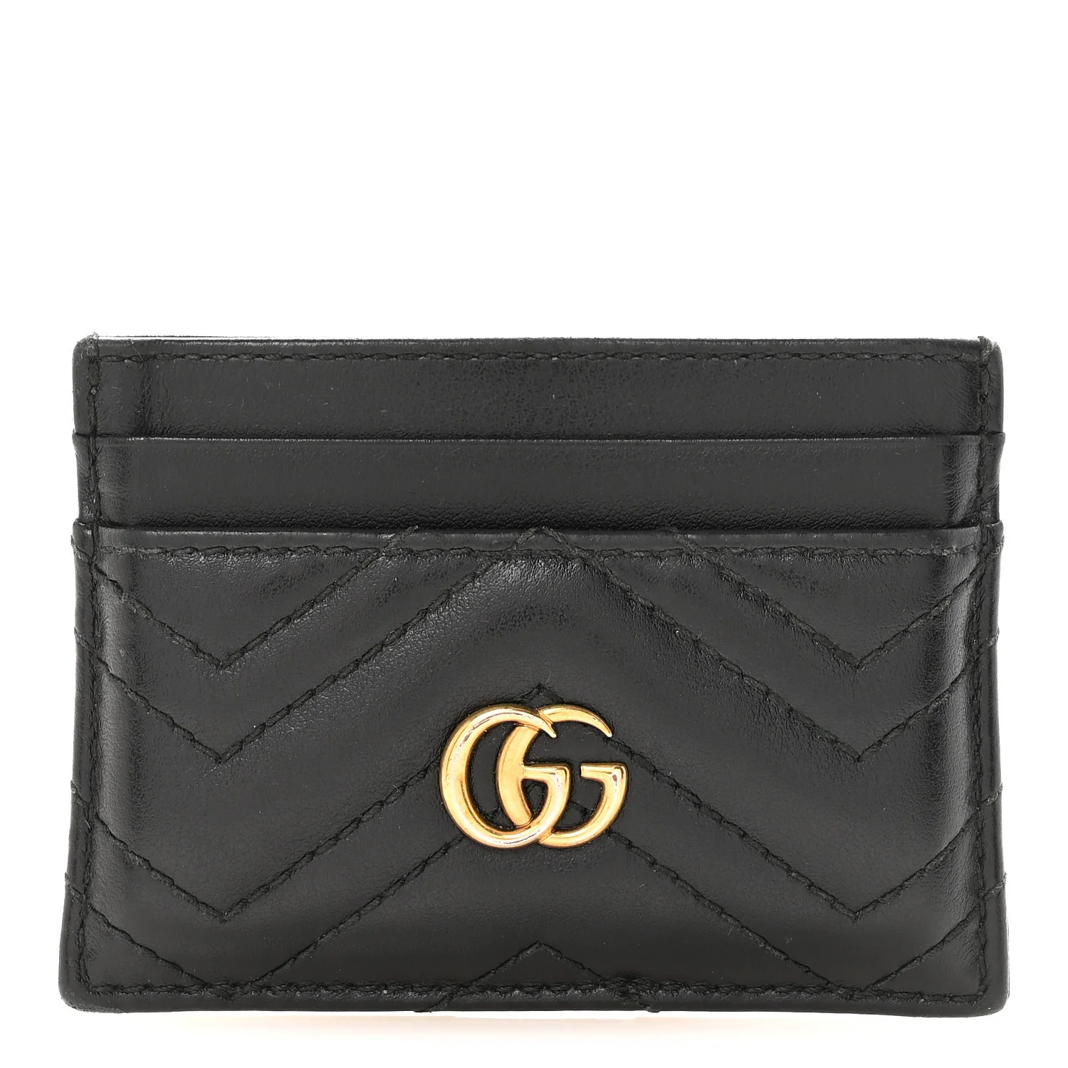 Calfskin Matelasse GG Marmont Card Holder Black