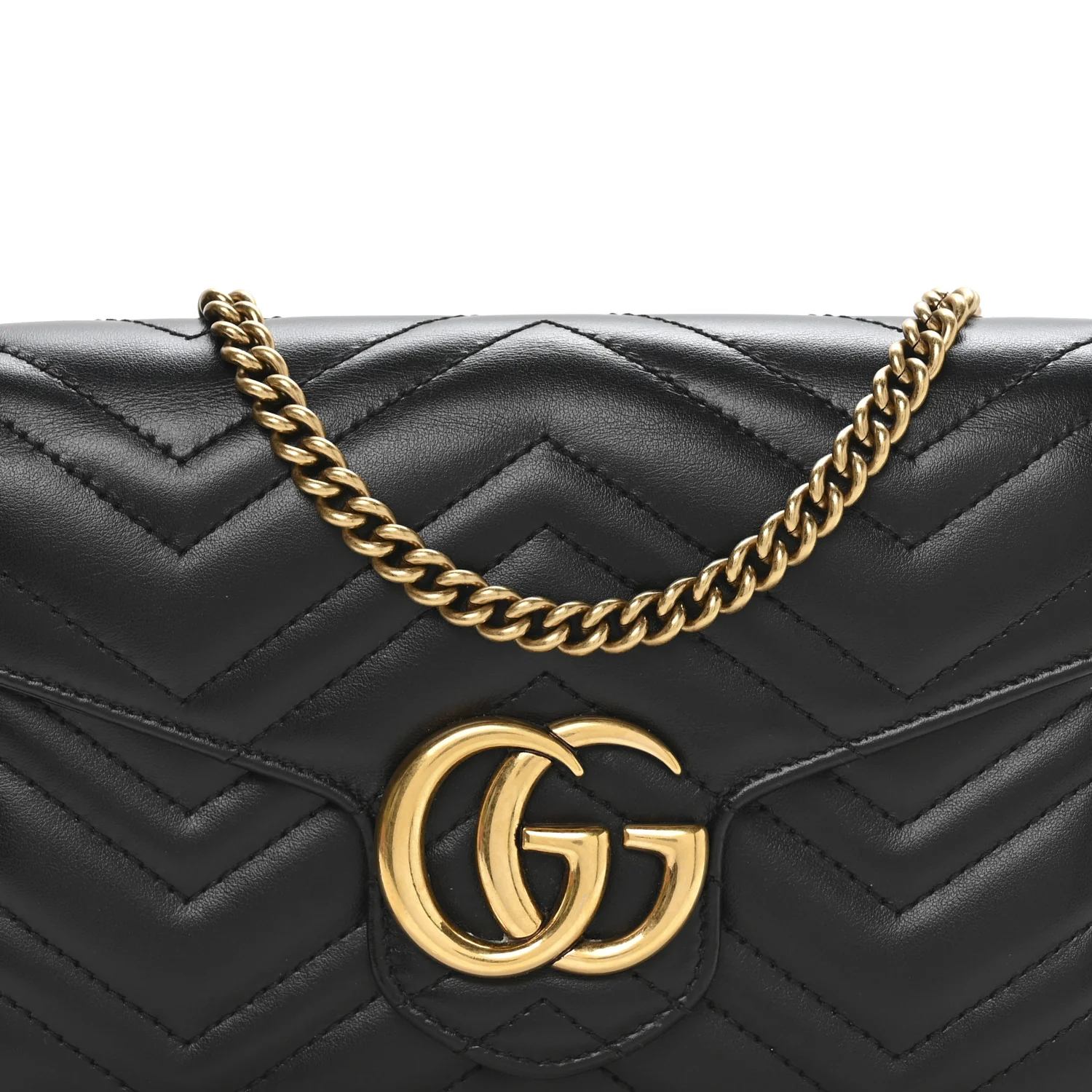 Calfskin Matelasse GG Marmont Chain Wallet Black - Image 8