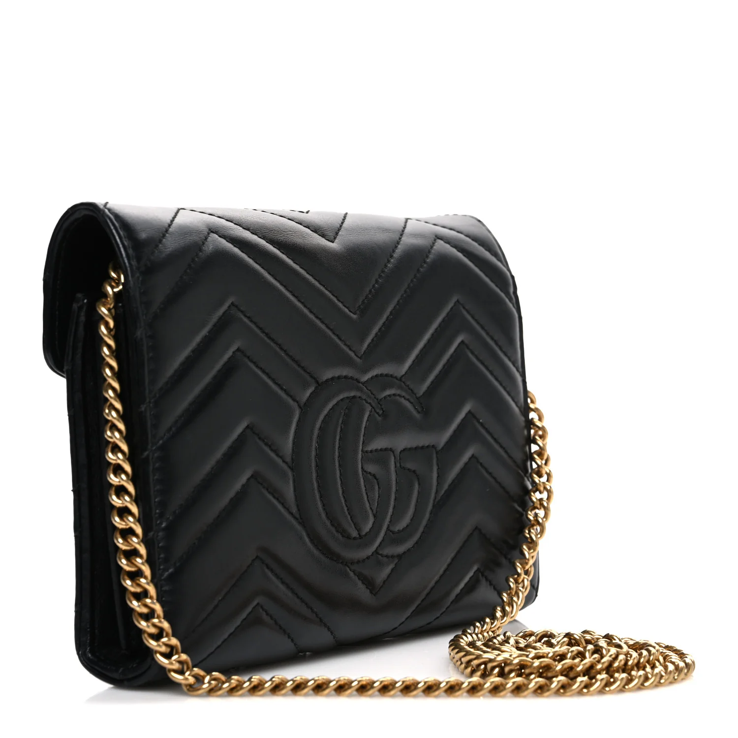 Calfskin Matelasse GG Marmont Chain Wallet Black - Image 3