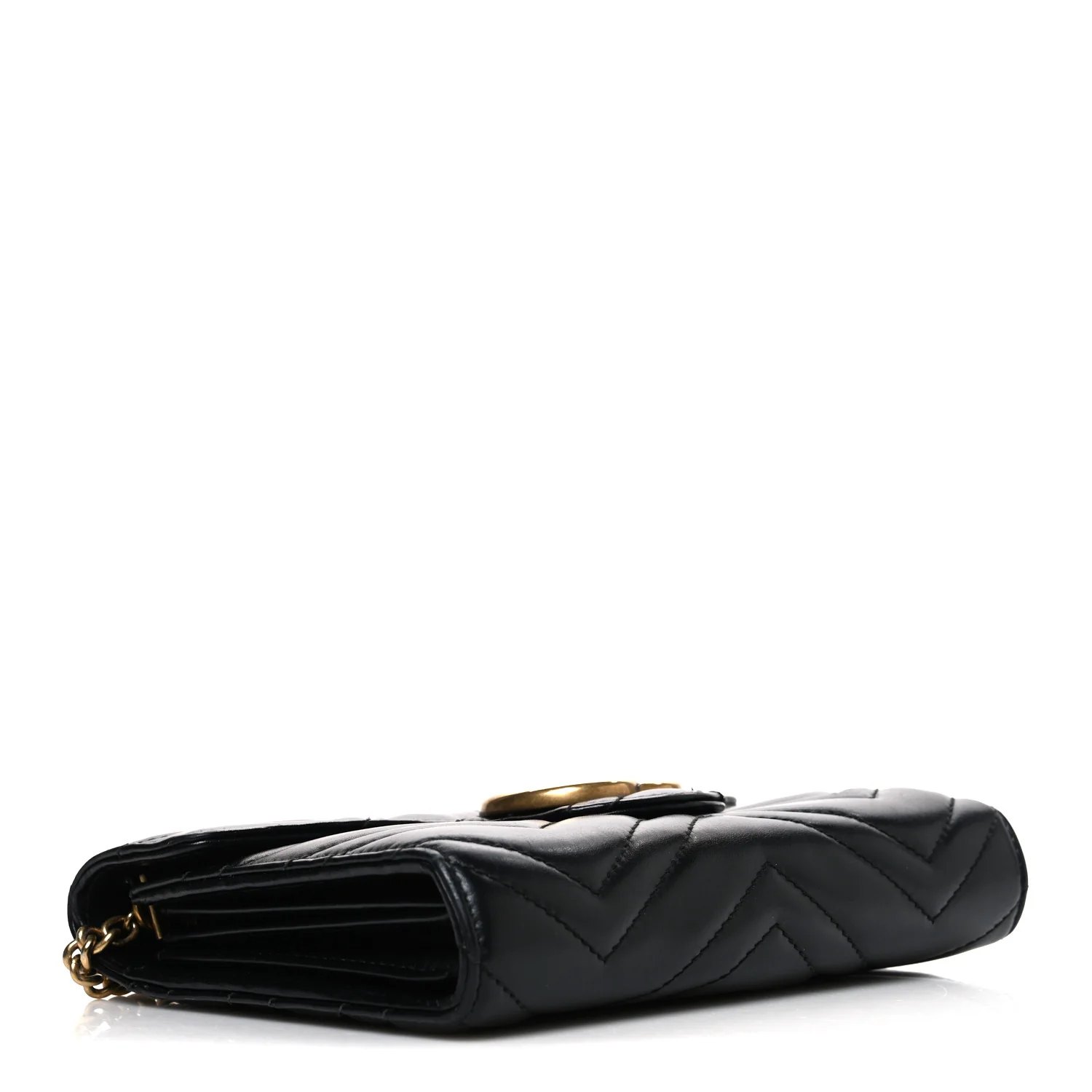 Calfskin Matelasse GG Marmont Chain Wallet Black - Image 4