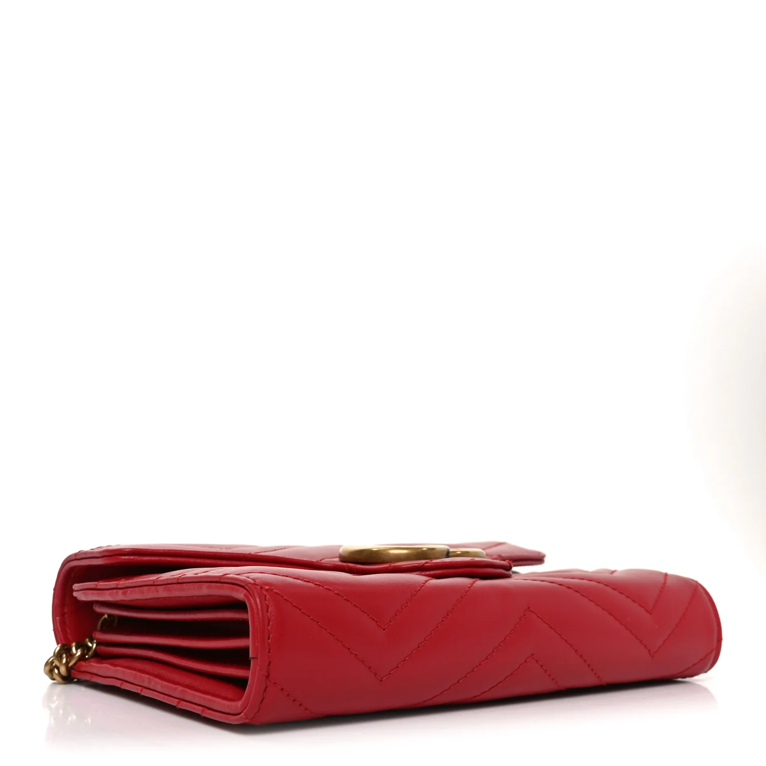 Calfskin Matelasse GG Marmont Chain Wallet Hibiscus Red - Image 4