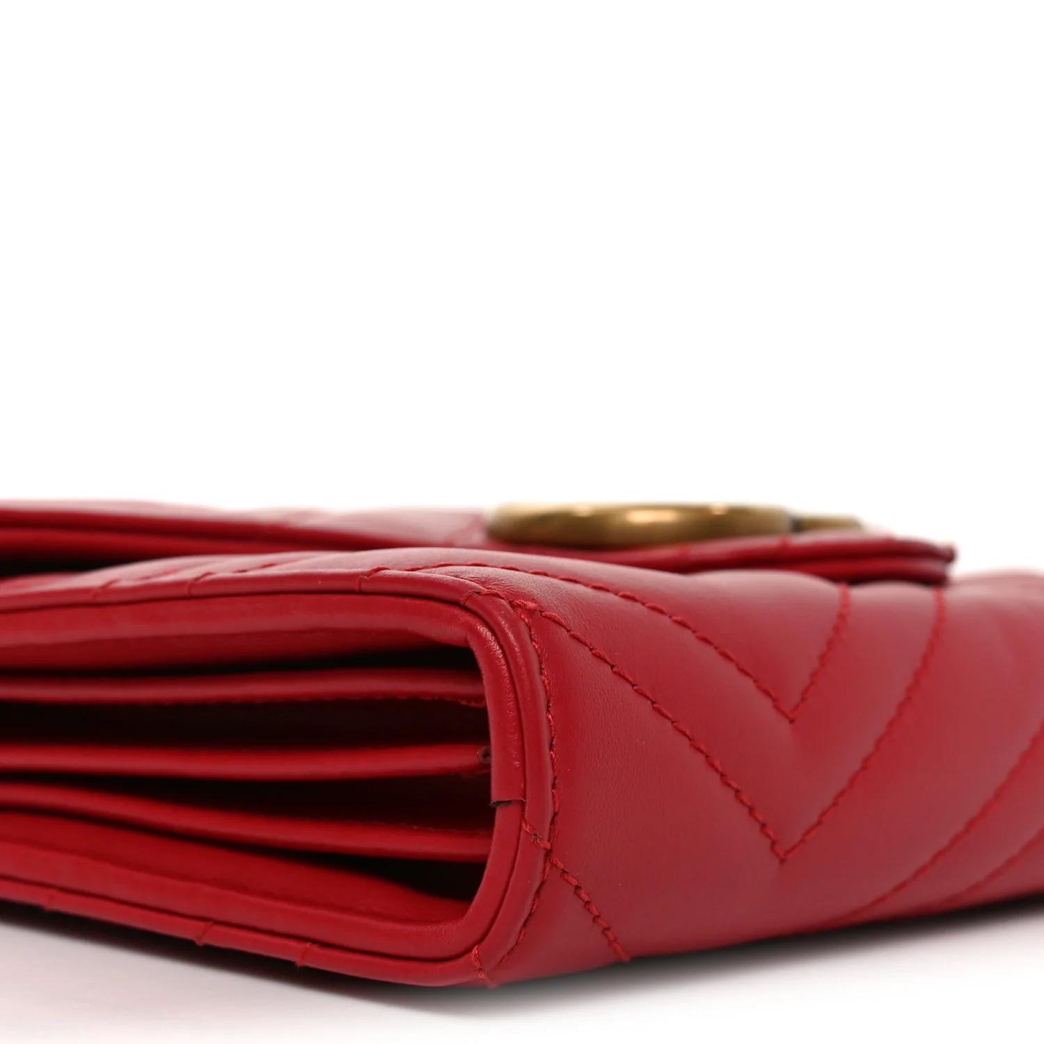 Calfskin Matelasse GG Marmont Chain Wallet Hibiscus Red - Image 9