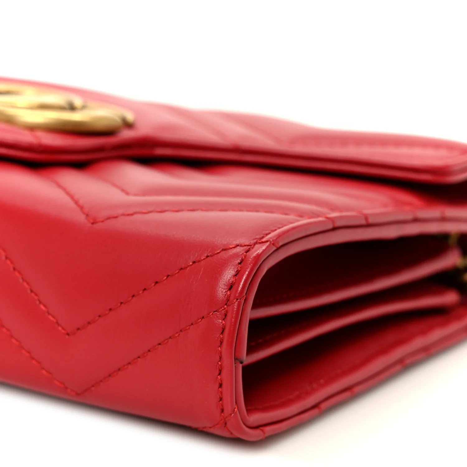 Calfskin Matelasse GG Marmont Chain Wallet Hibiscus Red - Image 10
