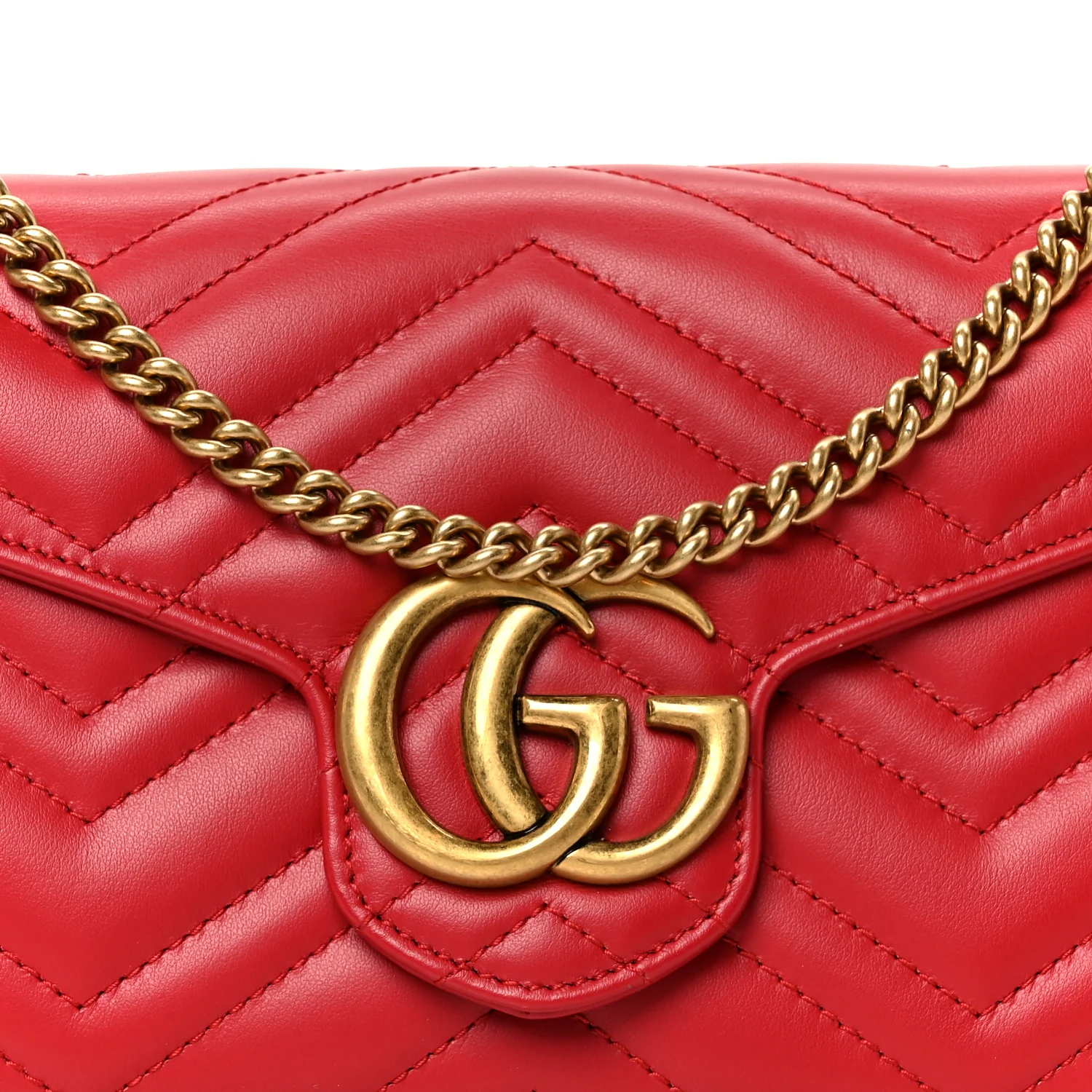 Calfskin Matelasse GG Marmont Chain Wallet Hibiscus Red - Image 8