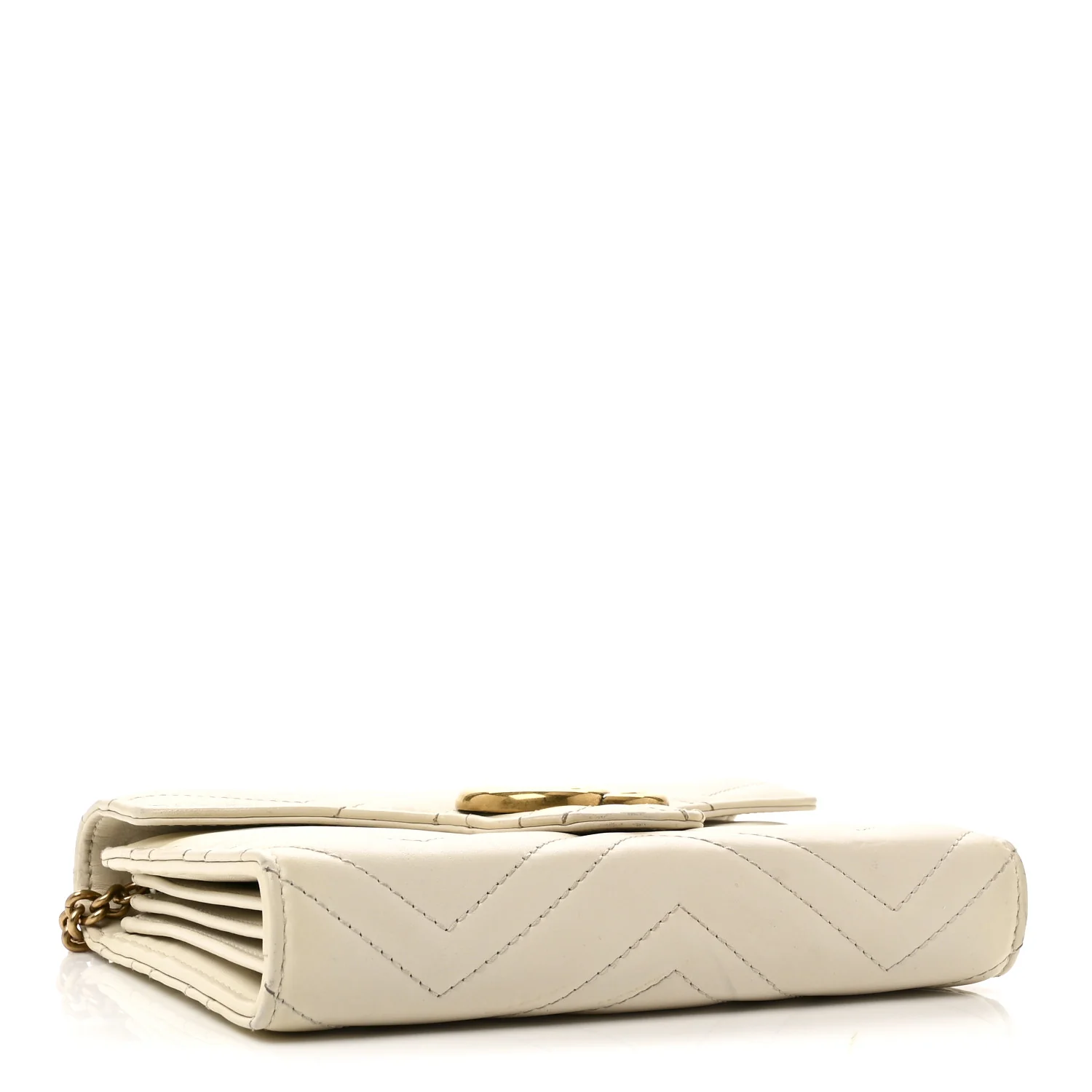 Calfskin Matelasse GG Marmont Chain Wallet Mystic White - Image 4