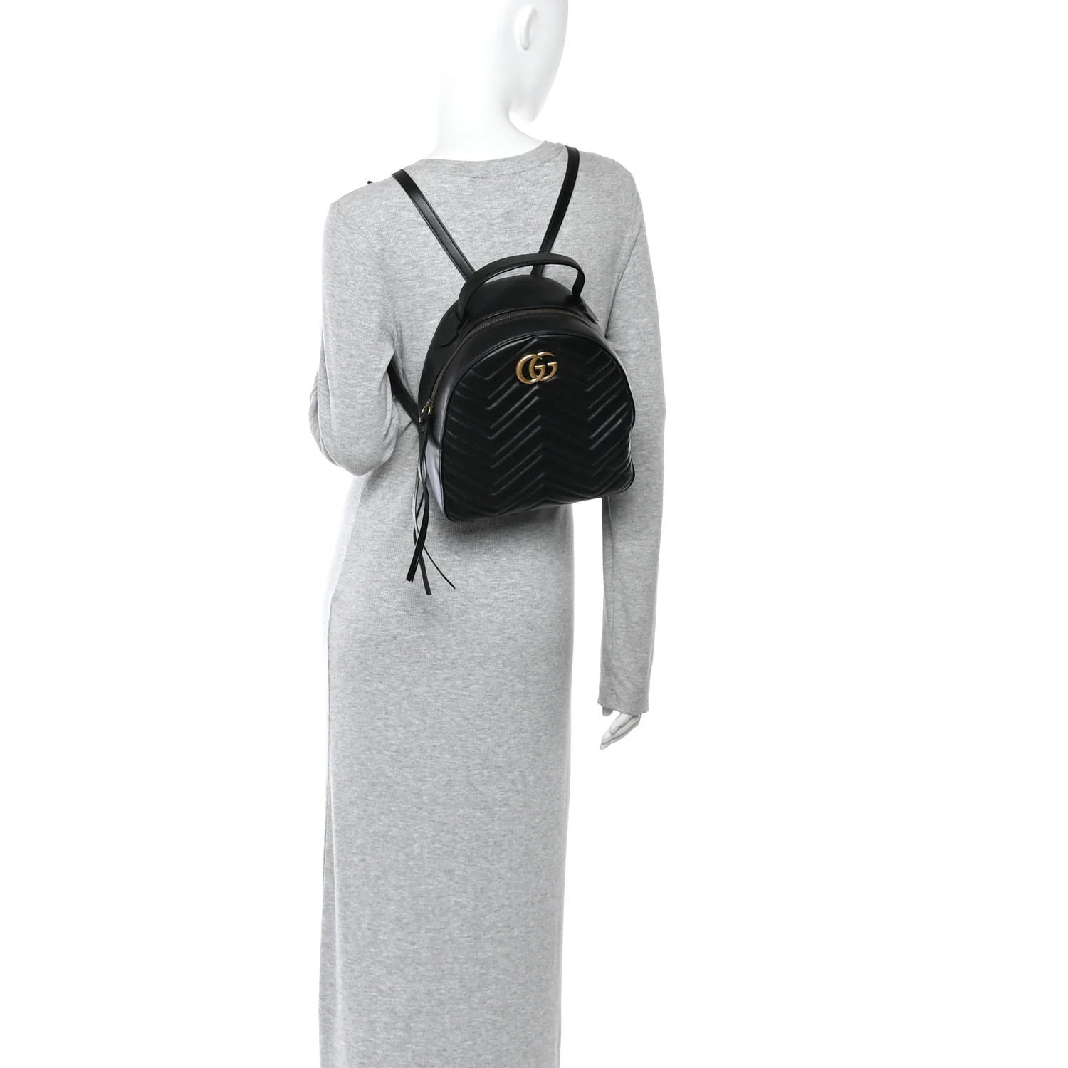 Calfskin Matelasse GG Marmont Dome Backpack Black - Image 2