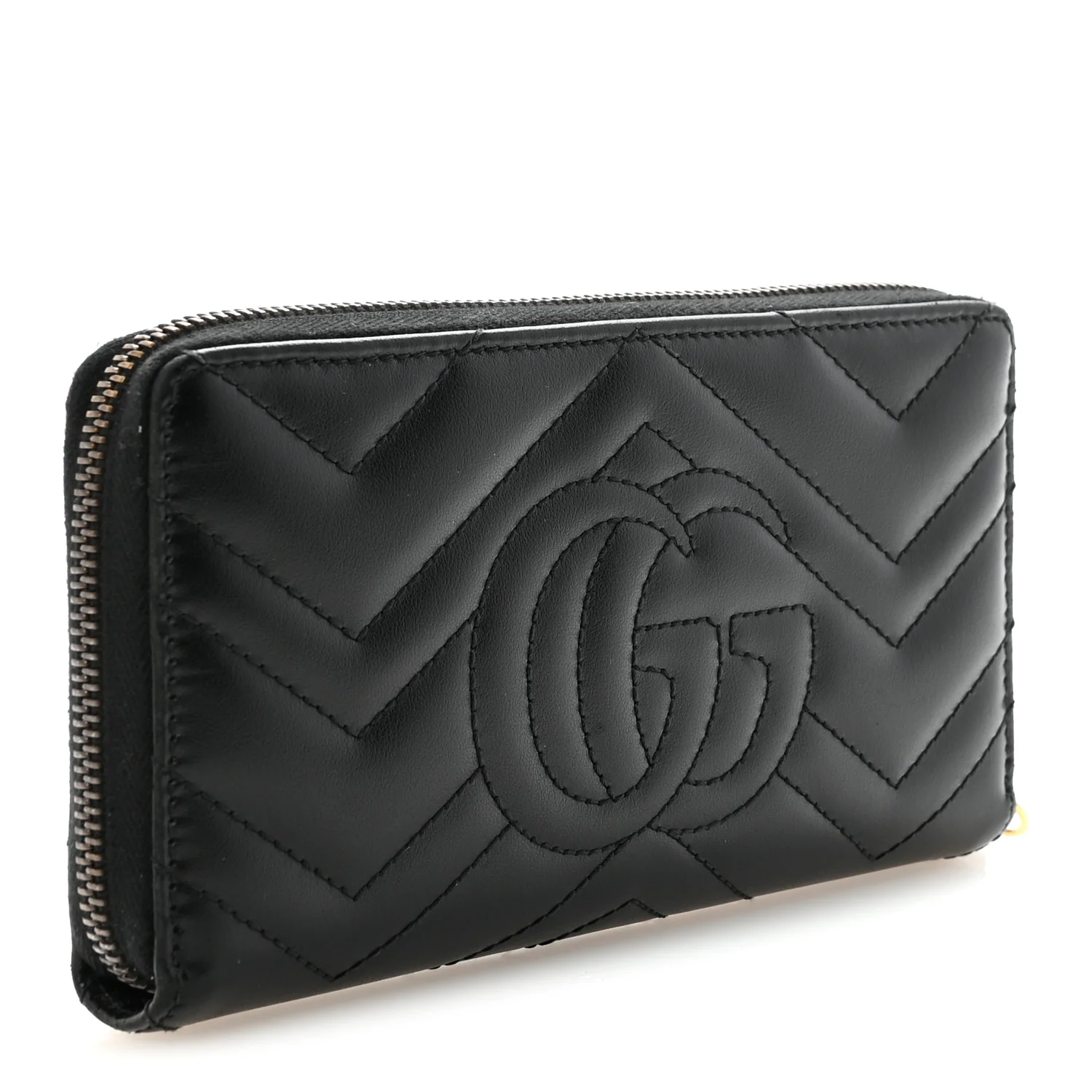 Calfskin Matelasse GG Marmont Zip Around Wallet Black - Image 3