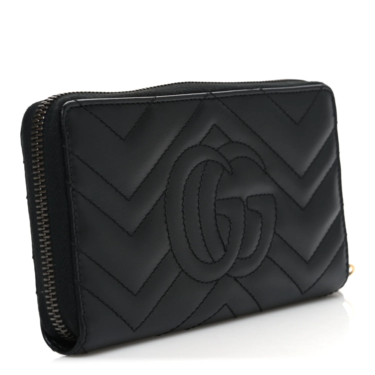 Calfskin Matelasse GG Marmont Zip Around Wallet Black - Image 3