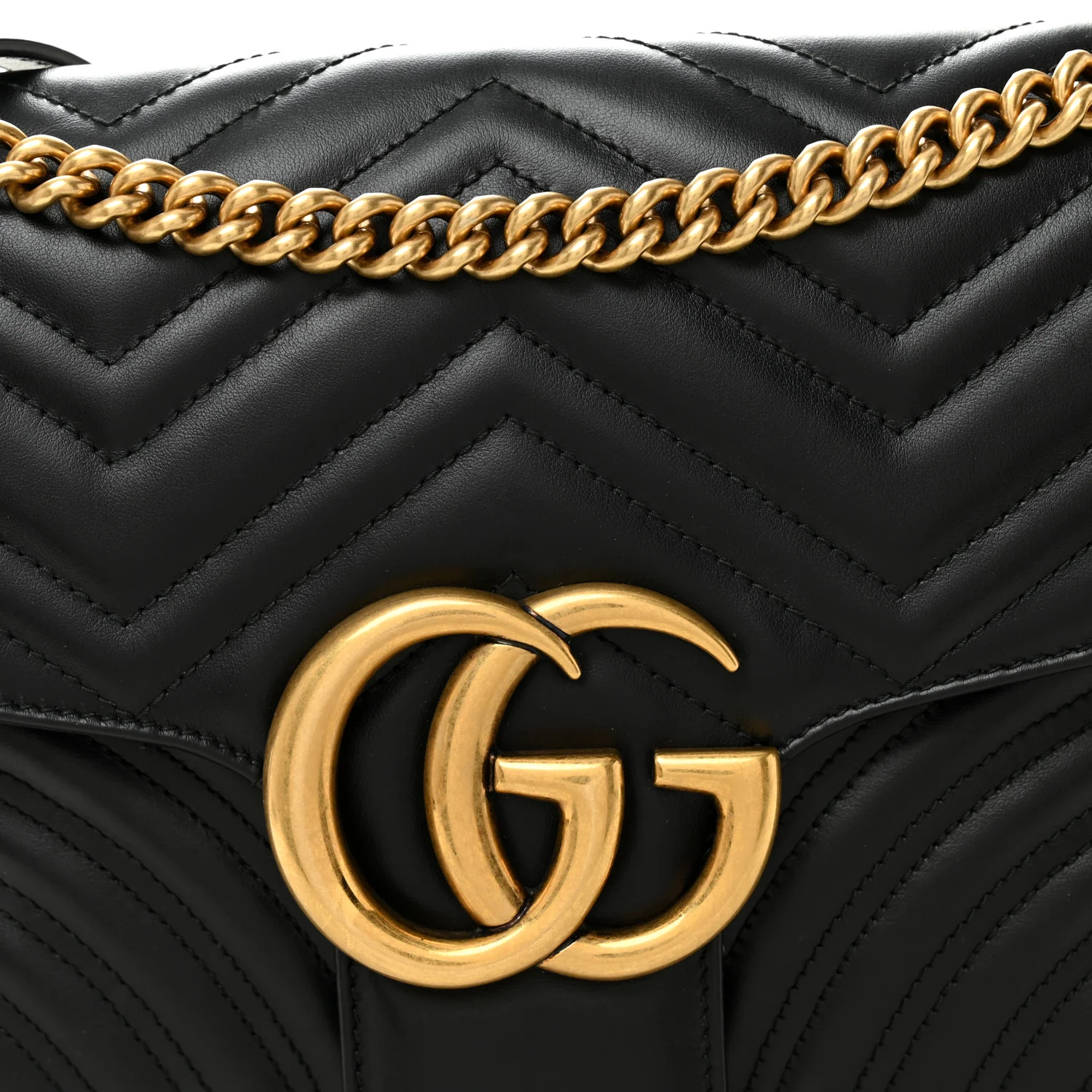 Calfskin Matelasse Medium GG Marmont Shoulder Bag Black - Image 8