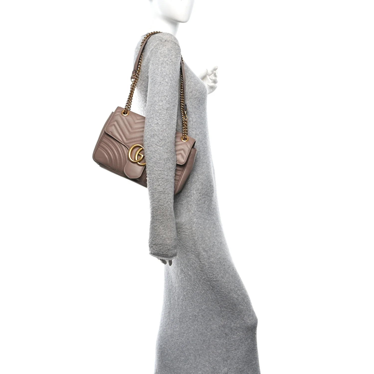 Calfskin Matelasse Medium GG Marmont Shoulder Bag Porcelain Rose - Image 2