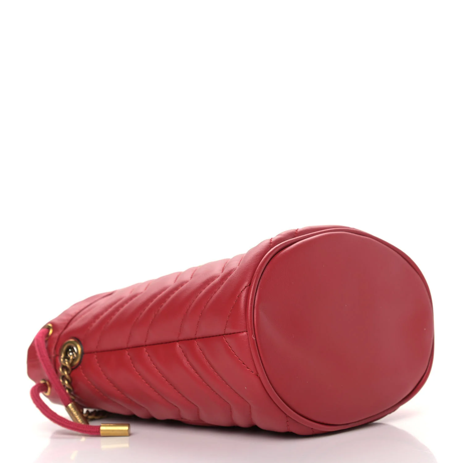 Calfskin Matelasse Mini GG Marmont 2.0 Bucket Bag Hibiscus Red - Image 4
