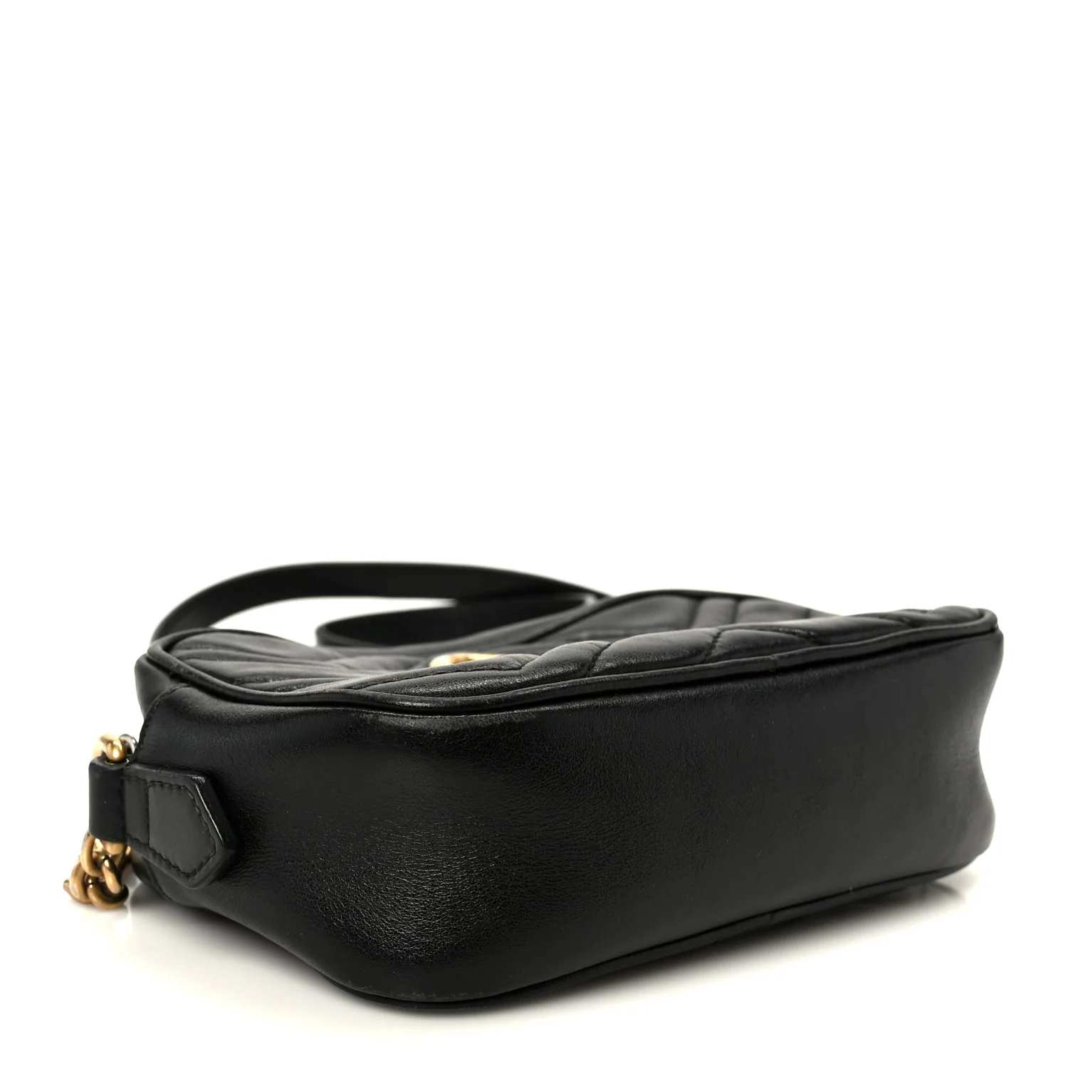 Calfskin Matelasse Mini GG Marmont Chain Shoulder Bag Black - Image 3