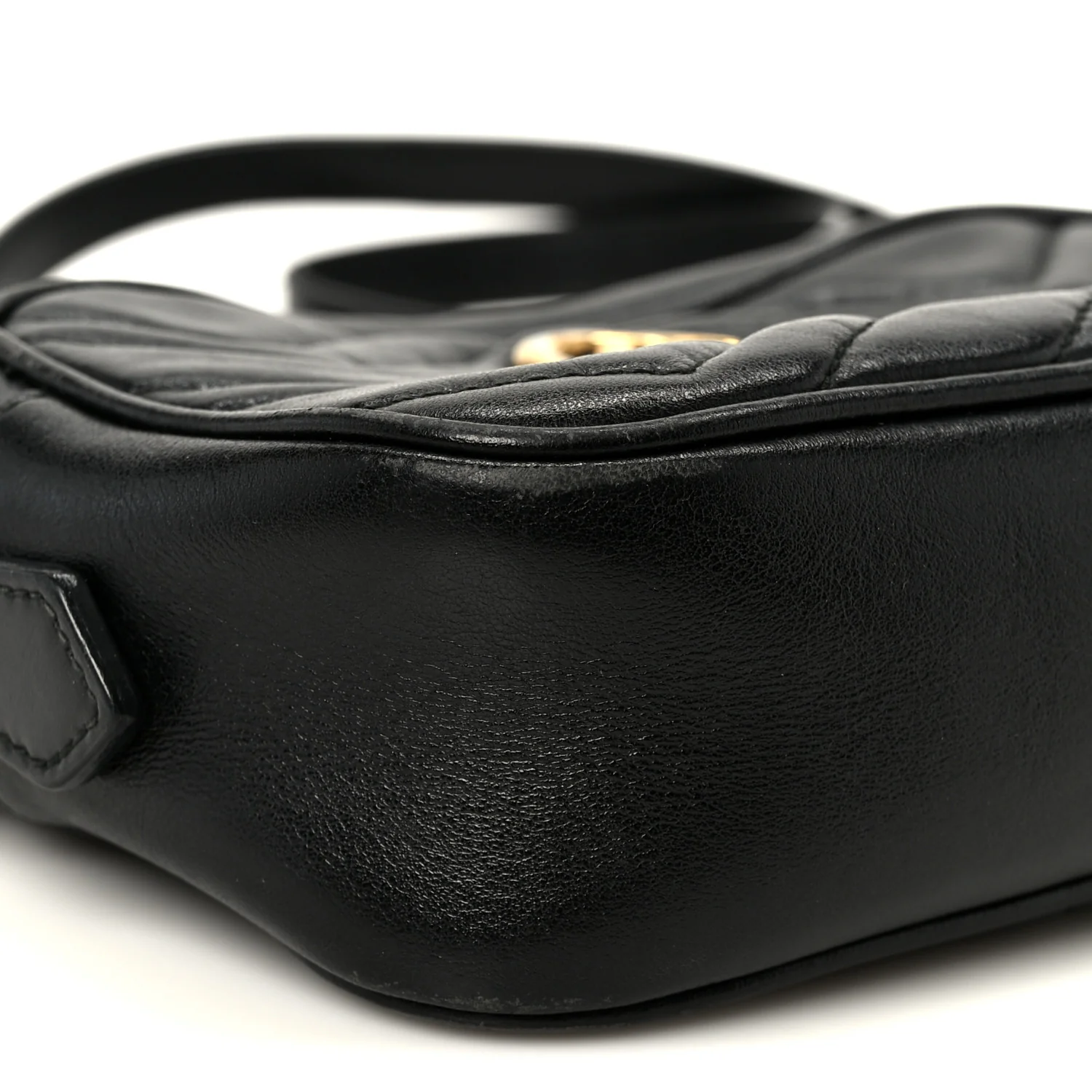 Calfskin Matelasse Mini GG Marmont Chain Shoulder Bag Black - Image 9