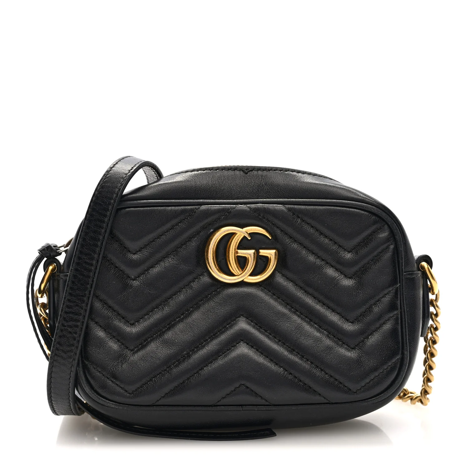Calfskin Matelasse Mini GG Marmont Chain Shoulder Bag Black