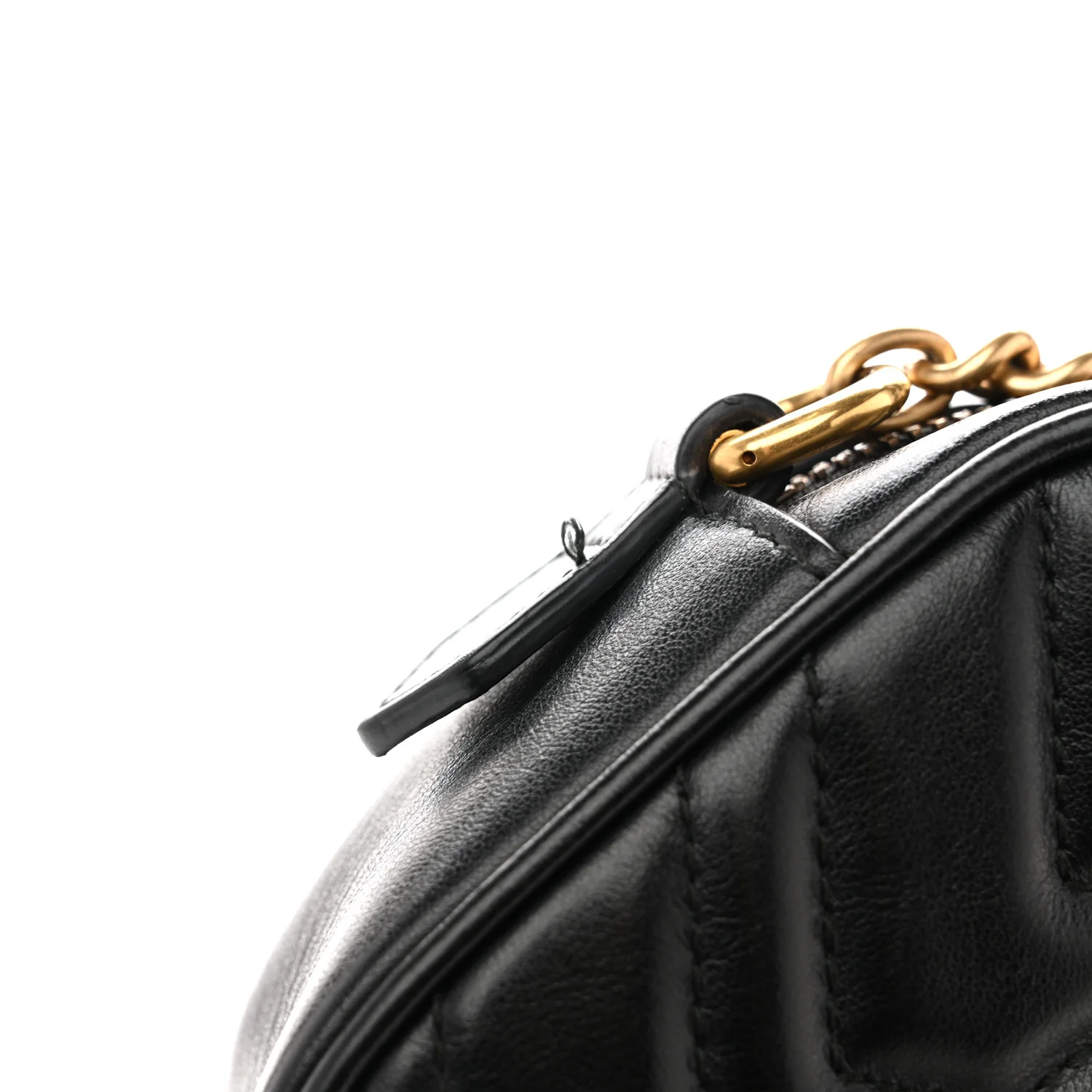 Calfskin Matelasse Mini GG Marmont Chain Shoulder Bag Black - Image 14