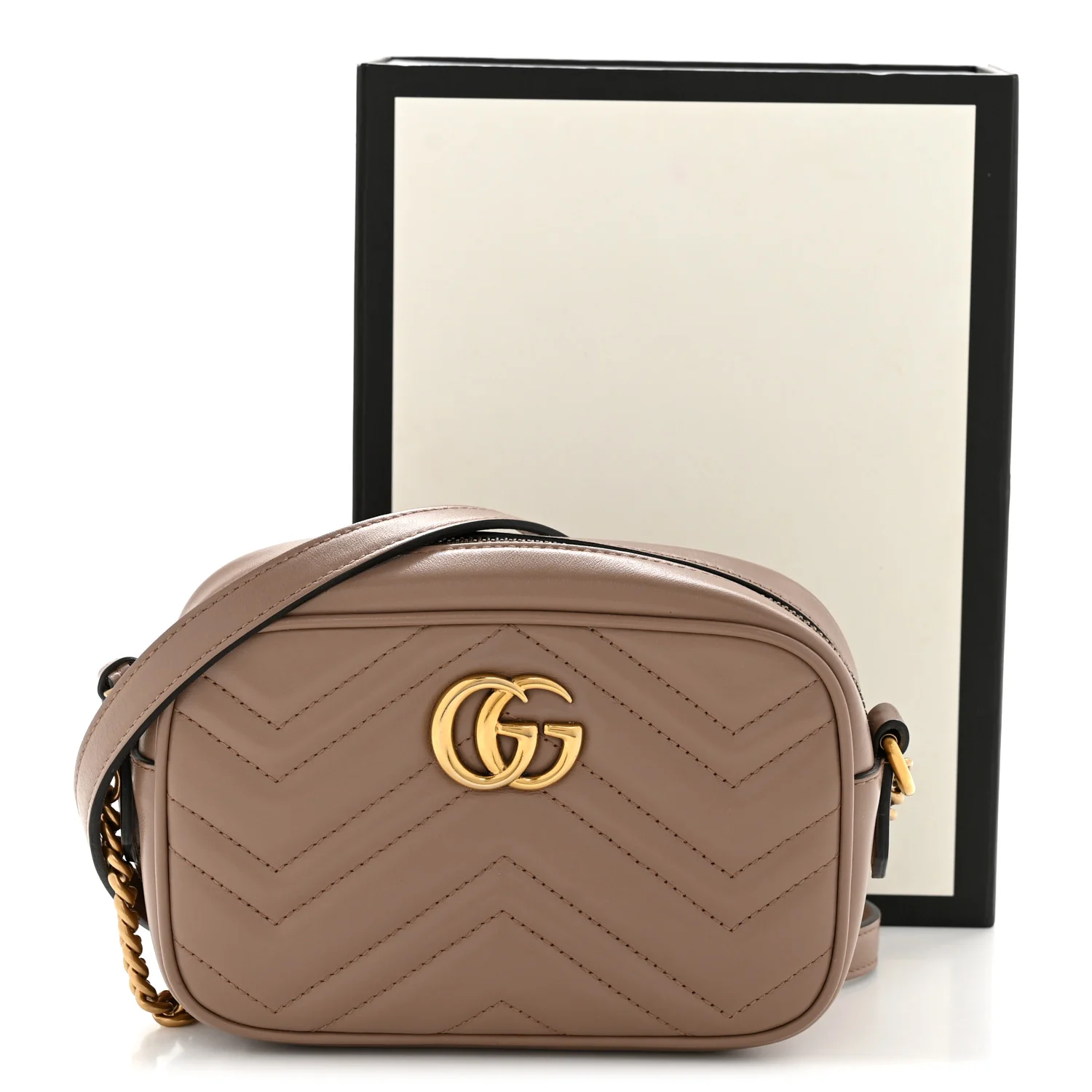 Calfskin Matelasse Mini GG Marmont Chain Shoulder Bag Porcelain Rose - Image 14