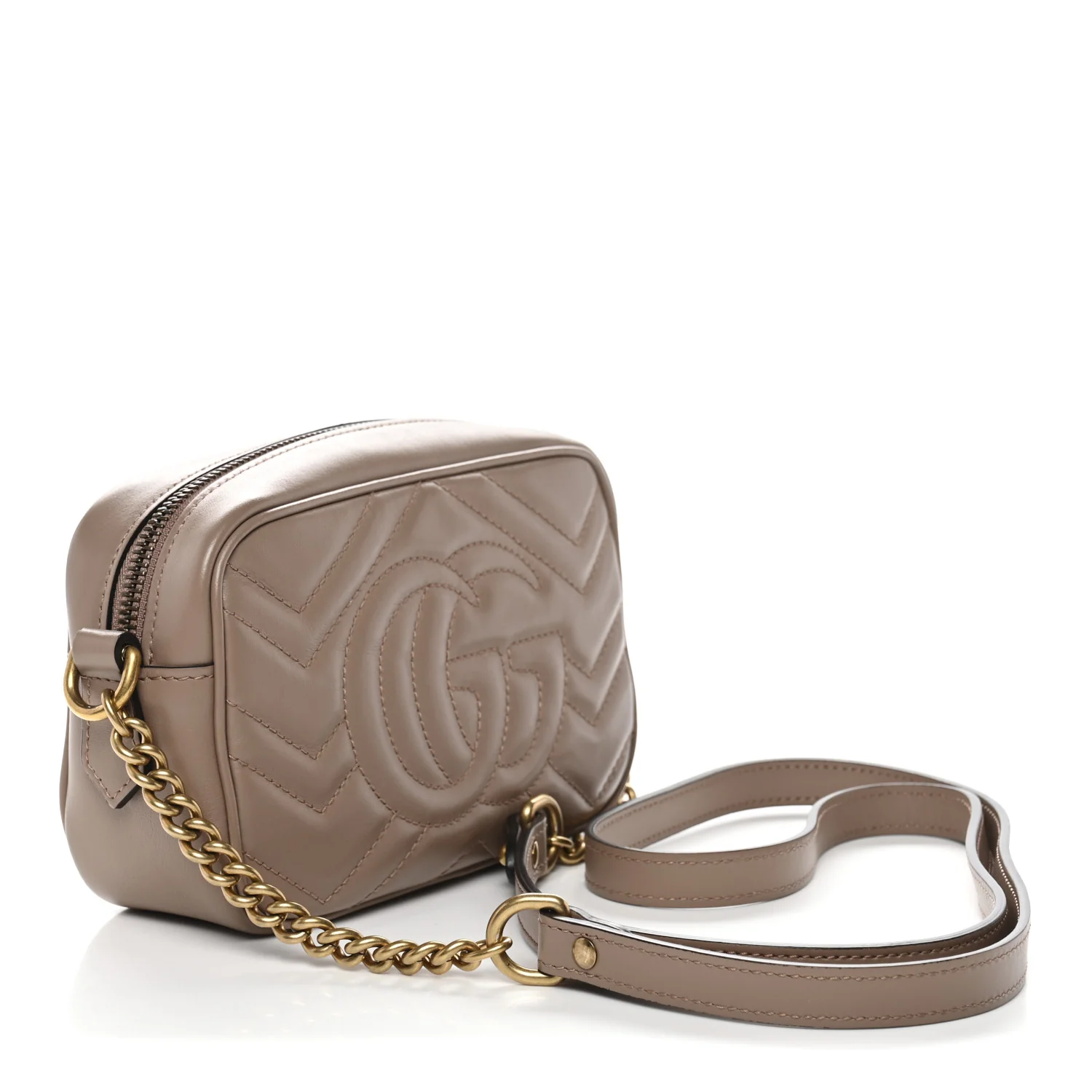 Calfskin Matelasse Mini GG Marmont Chain Shoulder Bag Porcelain Rose - Image 2