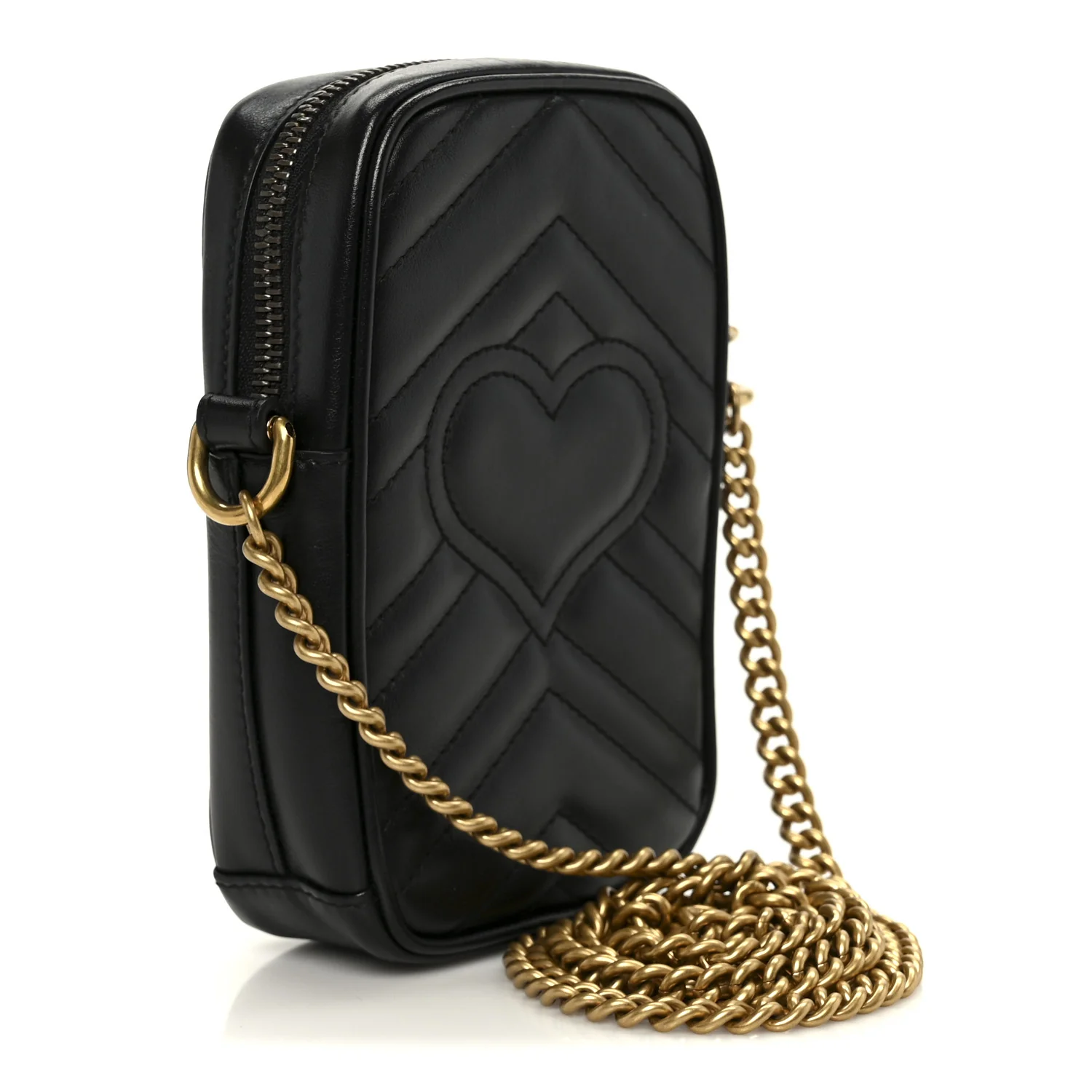 Calfskin Matelasse Mini GG Marmont Crossbody Bag Black - Image 3
