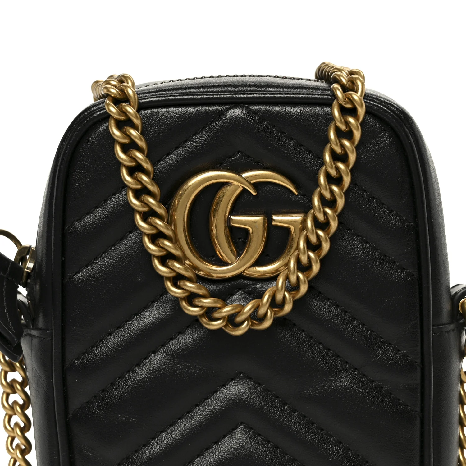 Calfskin Matelasse Mini GG Marmont Crossbody Bag Black - Image 8