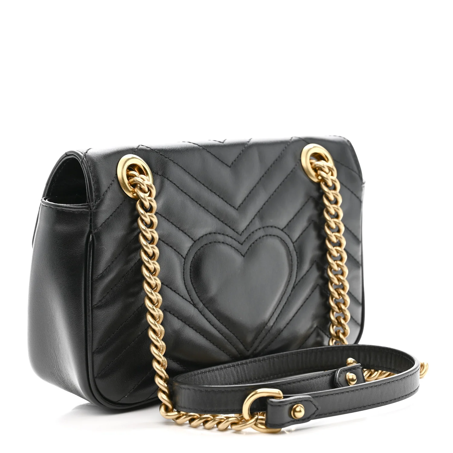 Calfskin Matelasse Mini GG Marmont Shoulder Bag Black - Image 3