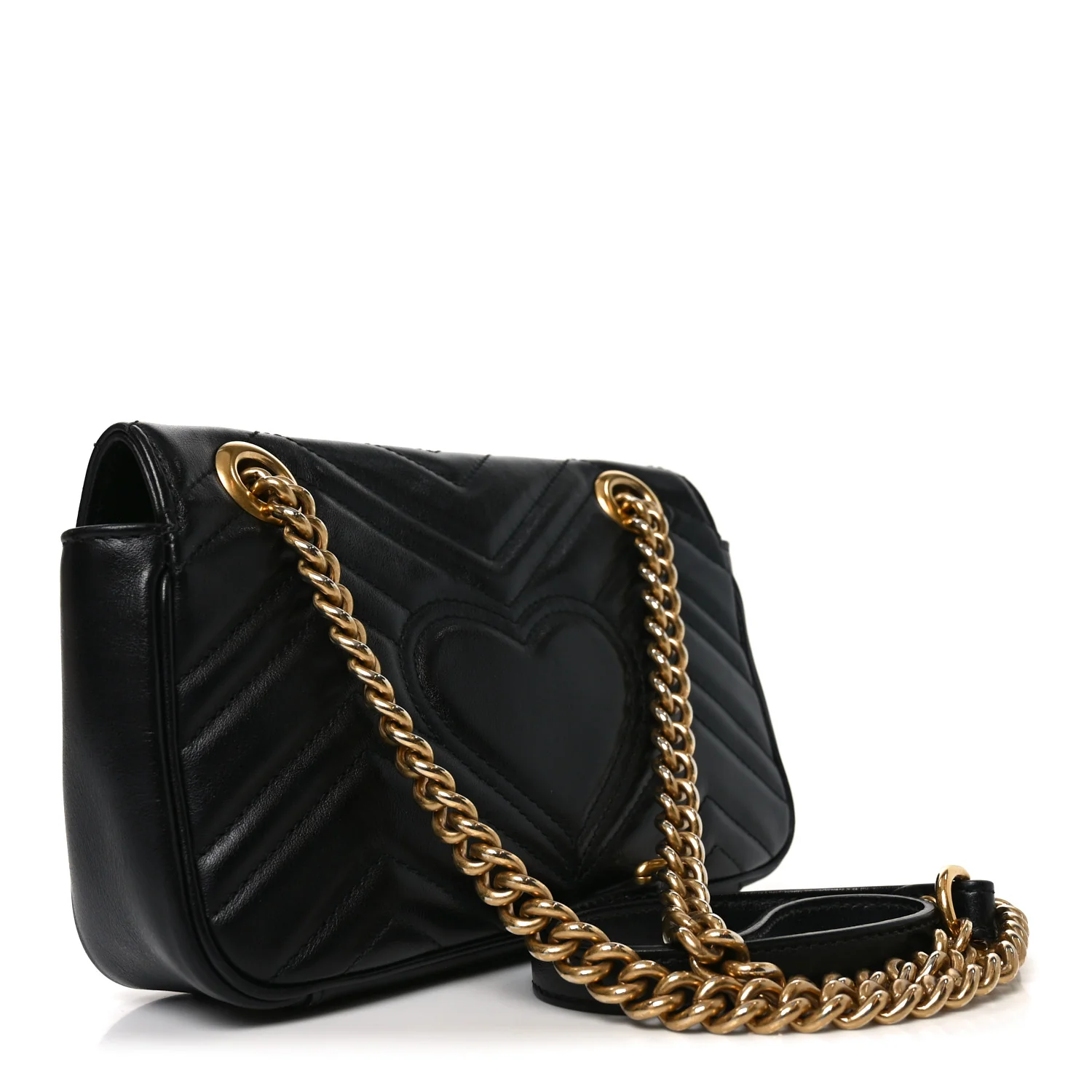 Calfskin Matelasse Mini GG Marmont Shoulder Bag Black - Image 3