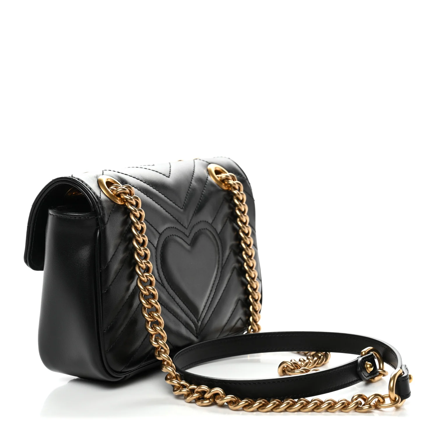 Calfskin Matelasse Mini GG Marmont Shoulder Bag Black - Image 3