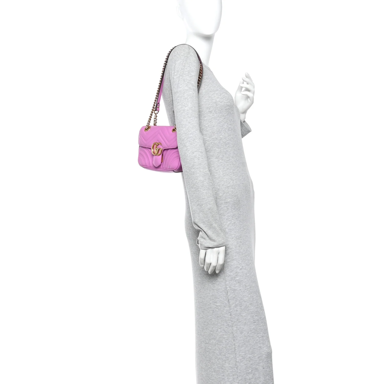 Calfskin Matelasse Mini GG Marmont Shoulder Bag Candy Mousse - Image 2