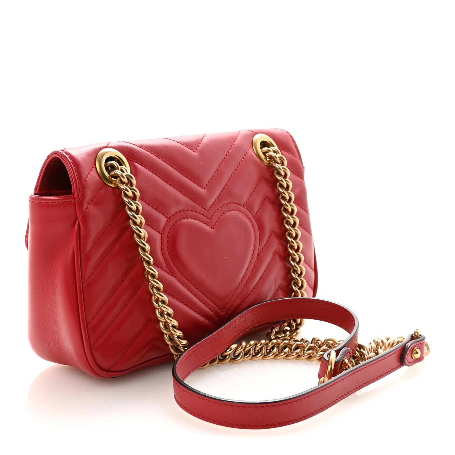 Calfskin Matelasse Mini GG Marmont Shoulder Bag Hibiscus Red - Image 3