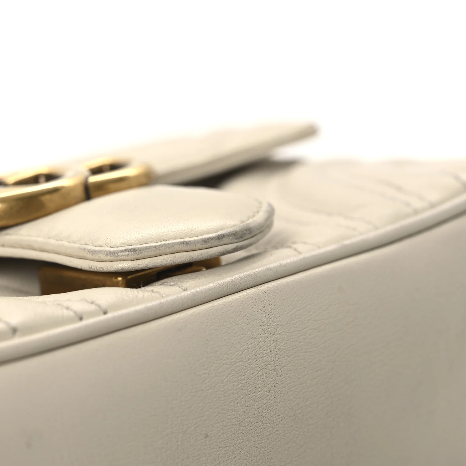 Calfskin Matelasse Mini GG Marmont Shoulder Bag White - Image 12