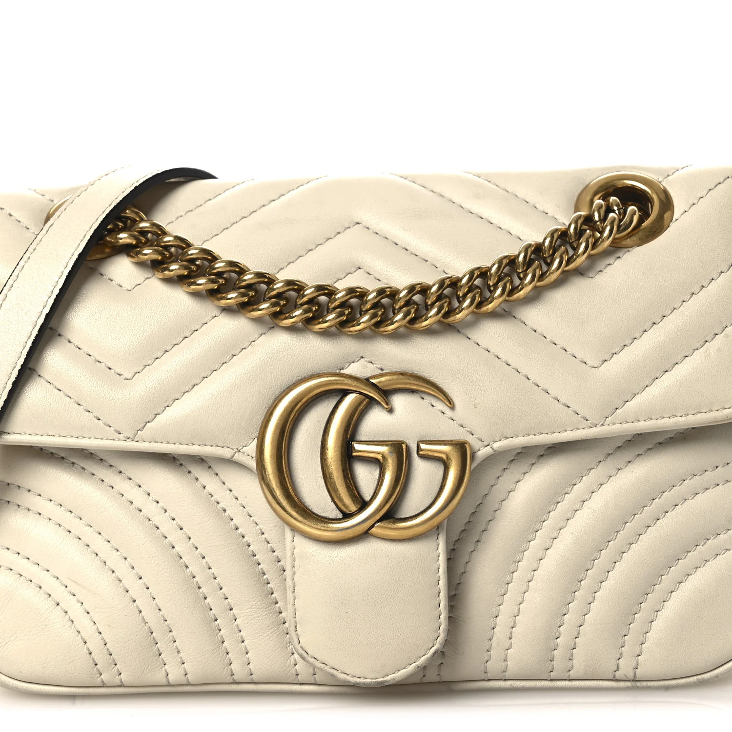 Calfskin Matelasse Mini GG Marmont Shoulder Bag White - Image 8