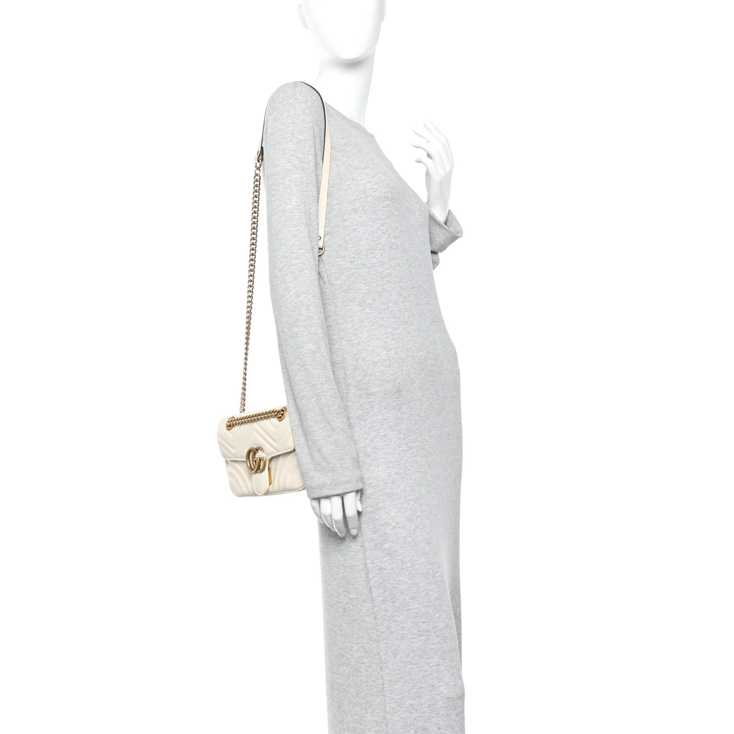 Calfskin Matelasse Mini GG Marmont Shoulder Bag White - Image 2