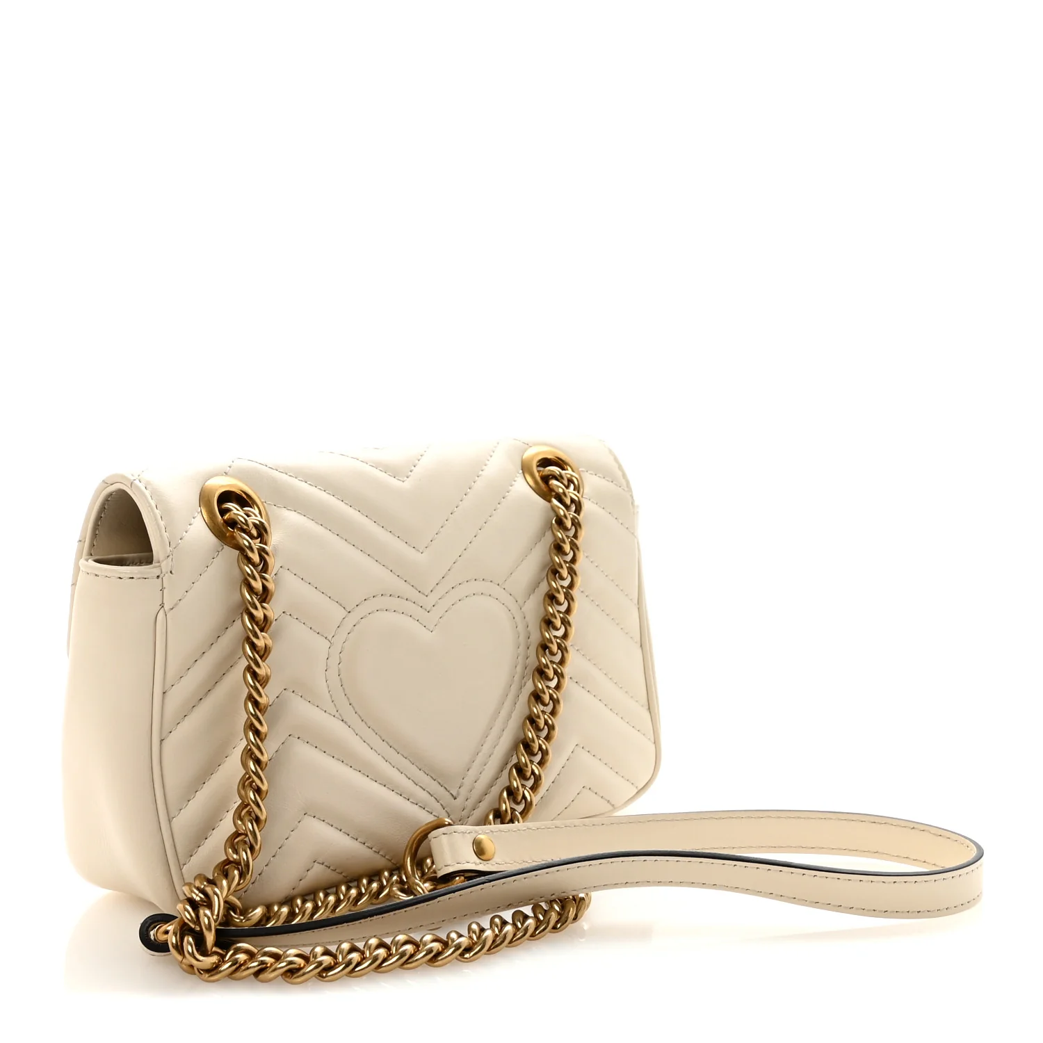 Calfskin Matelasse Mini GG Marmont Shoulder Bag White - Image 3
