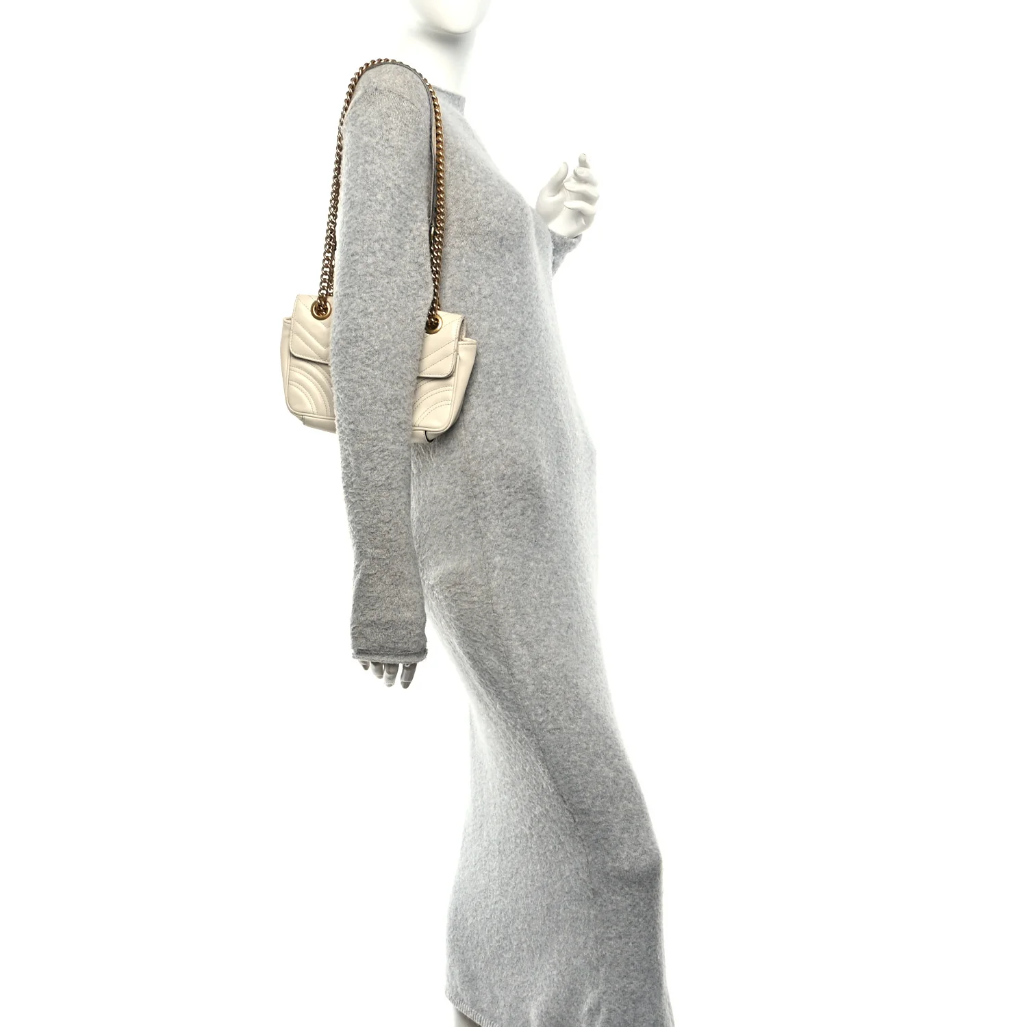 Calfskin Matelasse Mini GG Marmont Shoulder Bag White - Image 2