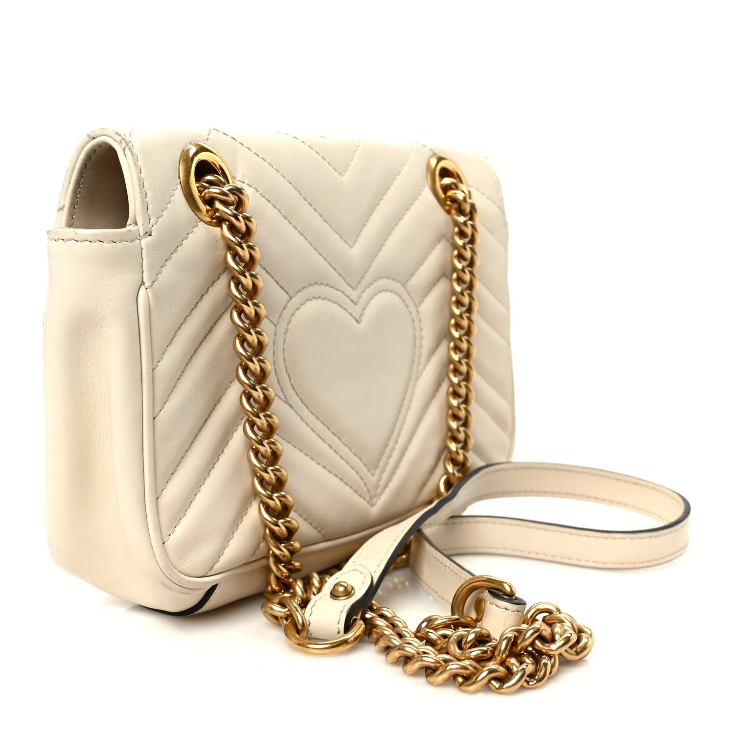 Calfskin Matelasse Mini GG Marmont Shoulder Bag White - Image 3