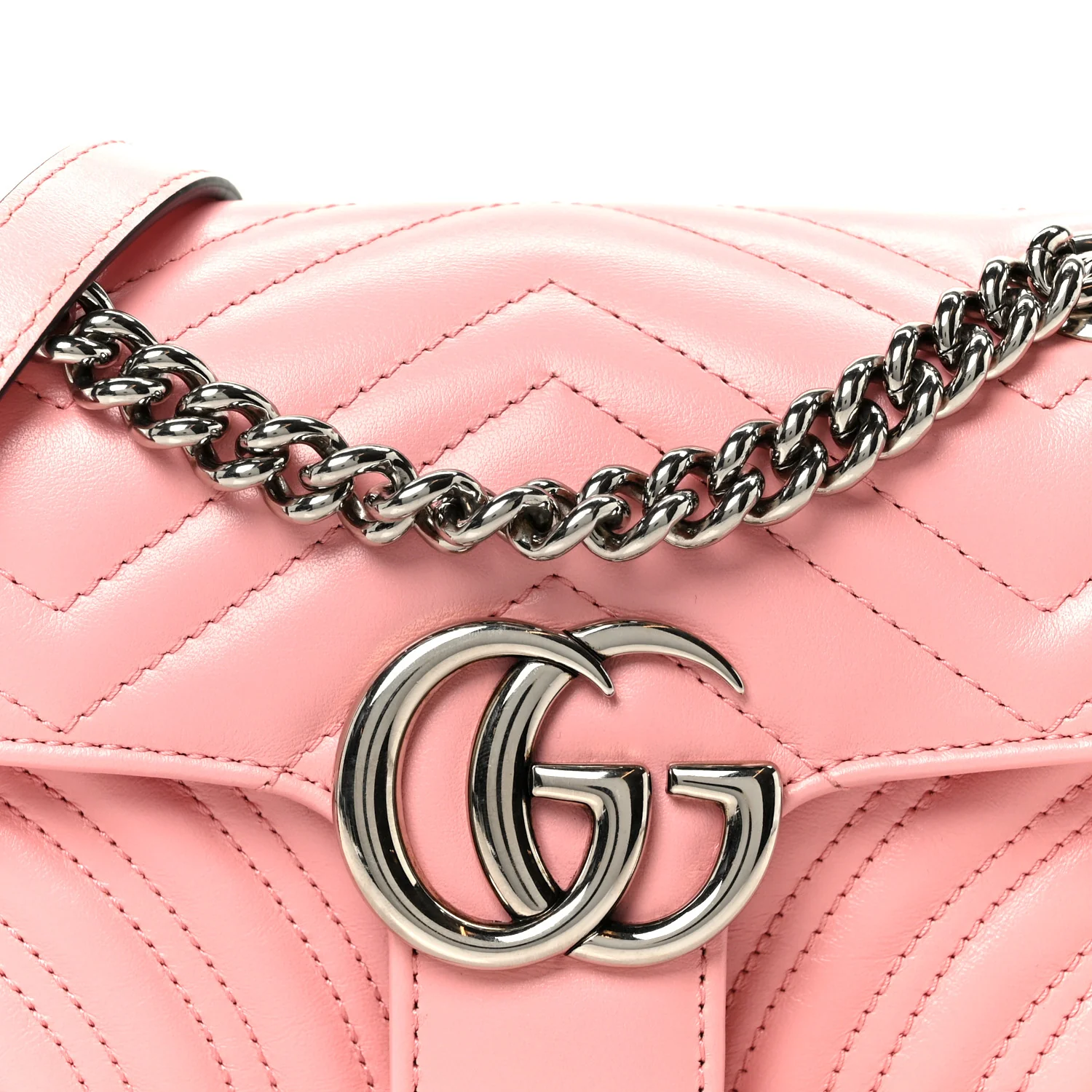 Calfskin Matelasse Mini GG Marmont Shoulder Bag Wild Rose - Image 8