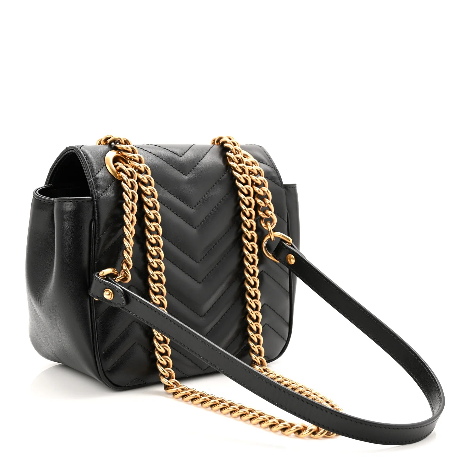 Calfskin Matelasse Mini GG Marmont Square Shoulder Bag Black - Image 3