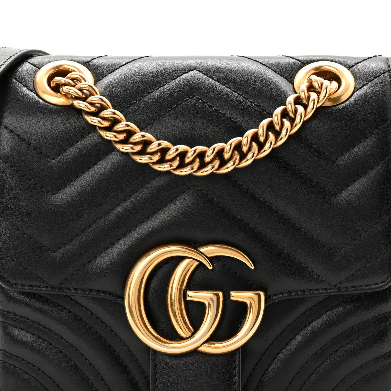 Calfskin Matelasse Mini GG Marmont Square Shoulder Bag Black - Image 8