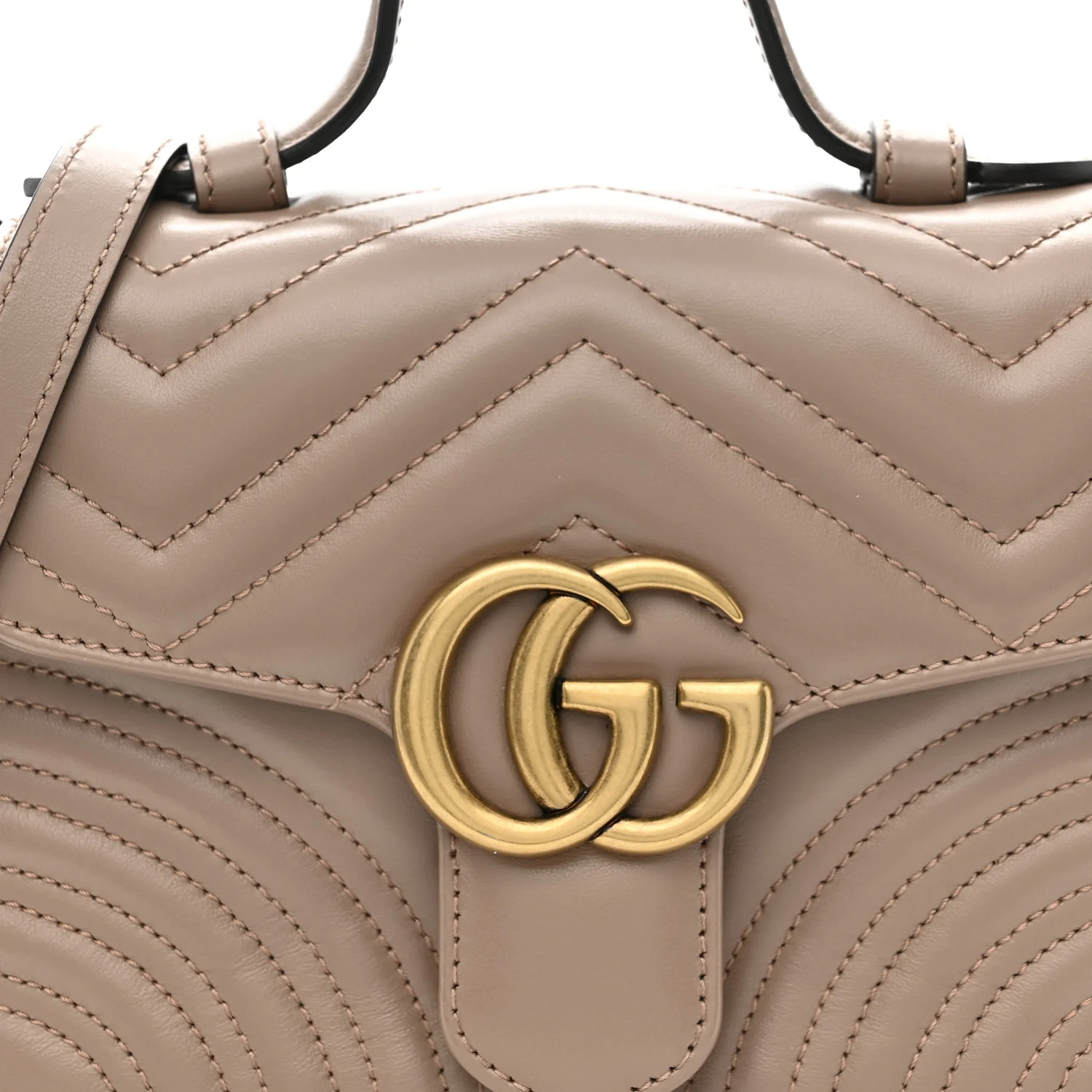 Calfskin Matelasse Mini GG Marmont Top Handle Shoulder Bag Porcelain Rose - Image 8