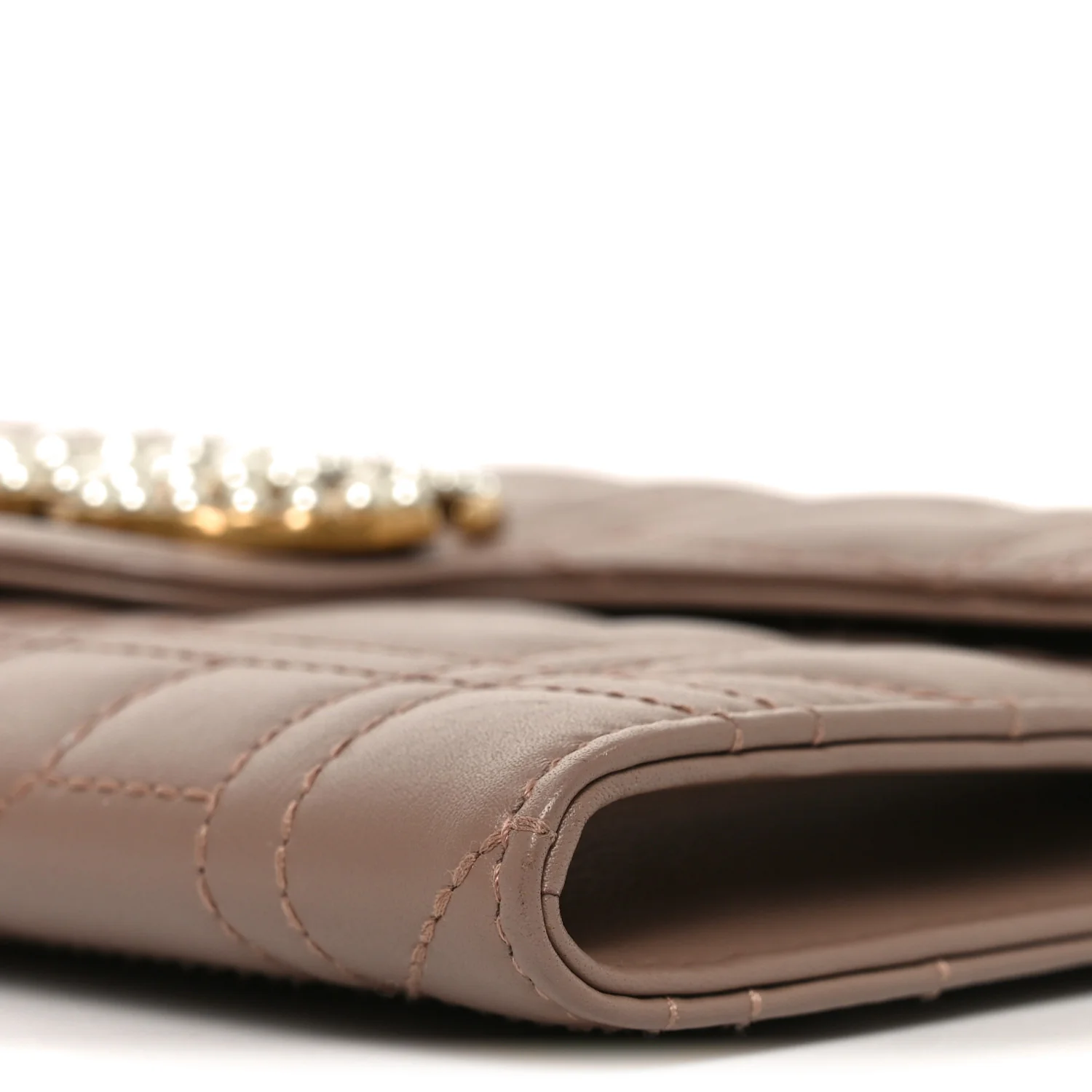 Calfskin Matelasse Mini Pearly GG Marmont Chain Wallet Porcelain Rose - Image 10