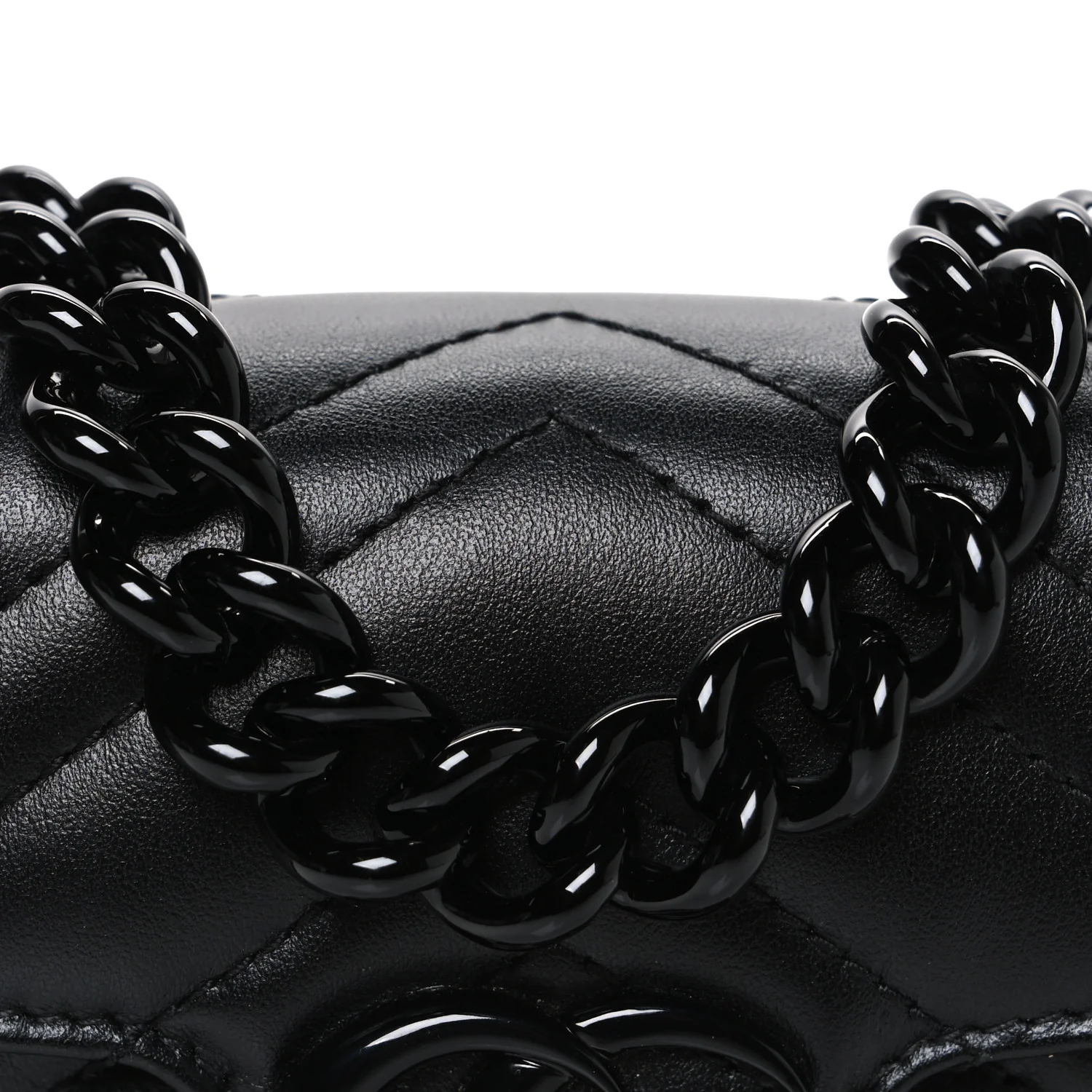 Calfskin Matelasse Monochrome GG Marmont Chain Belt Bag Black - Image 8