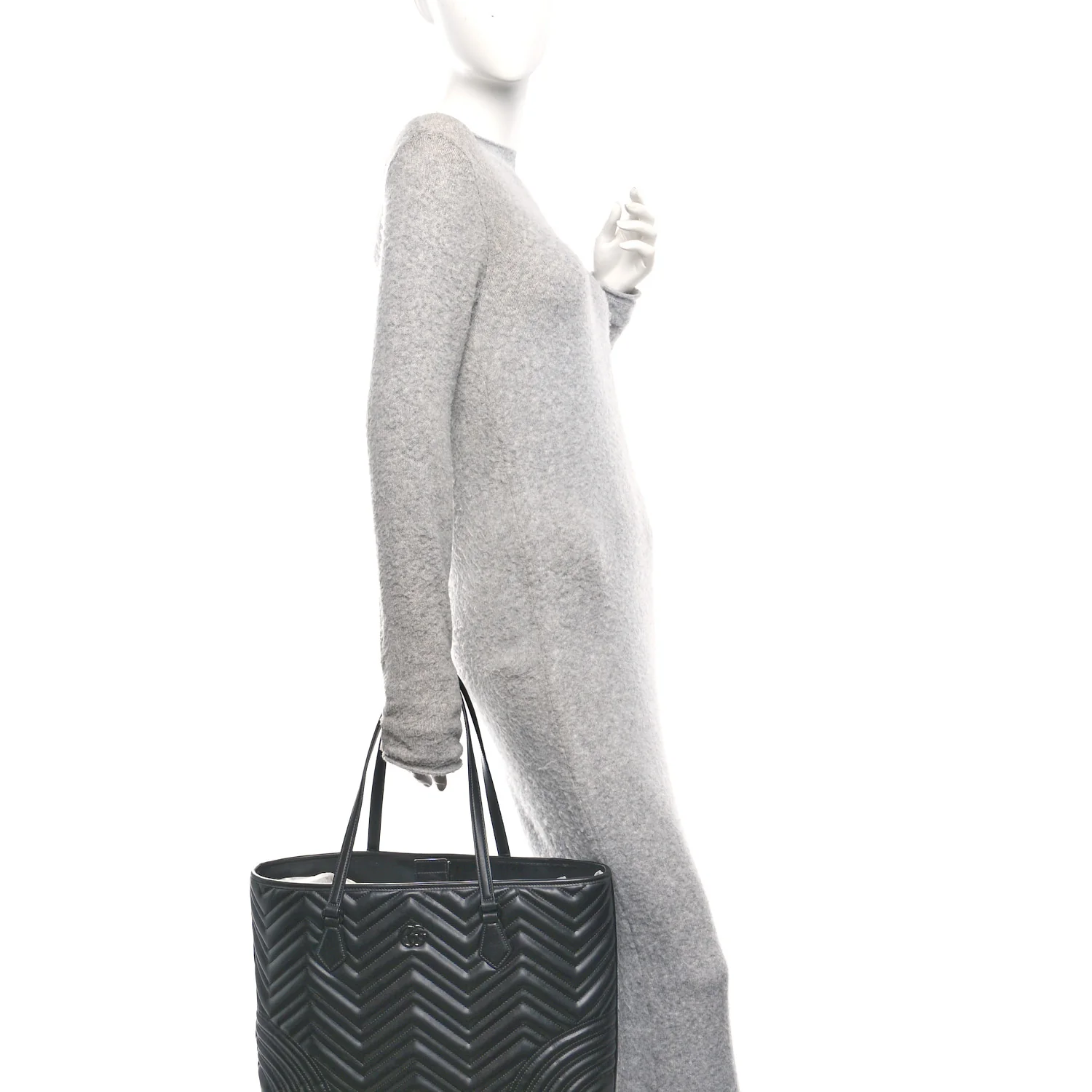 Calfskin Matelasse Monochrome Large GG Marmont Tote Bag Black - Image 2